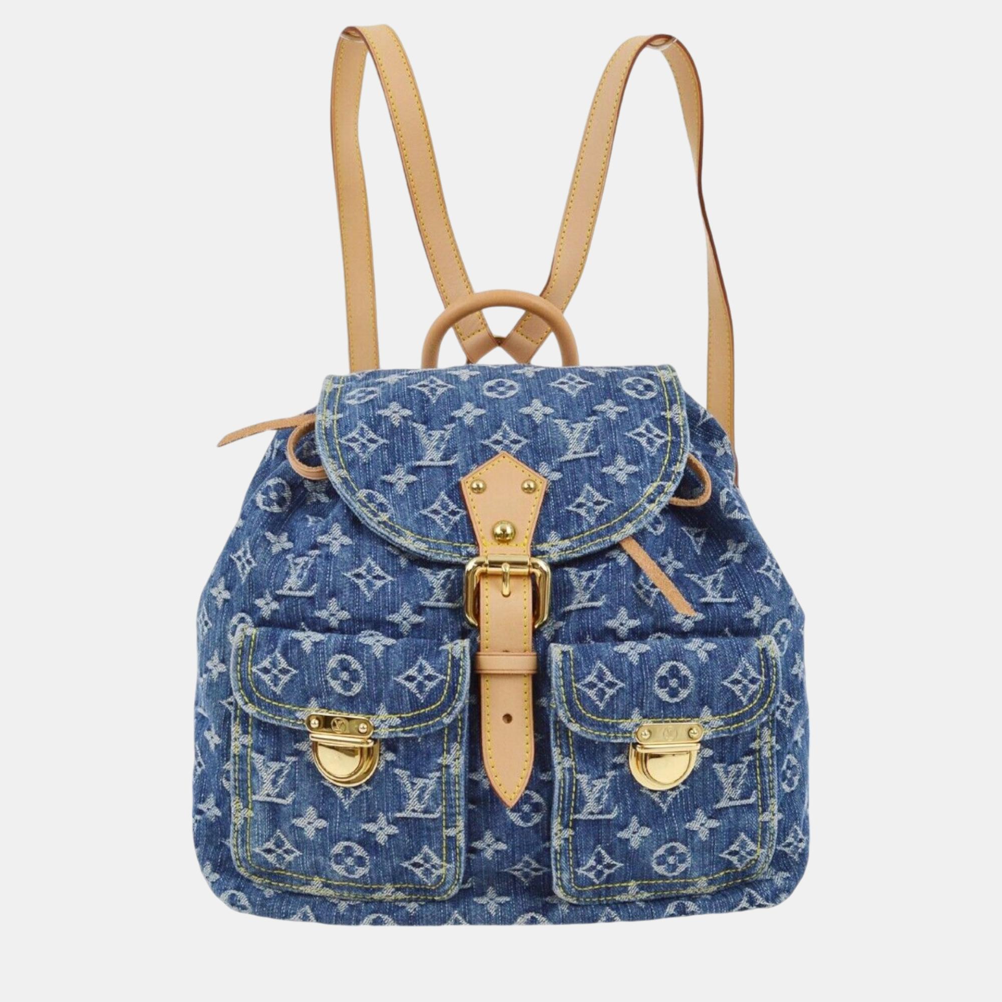 

Louis Vuitton Blue Monogram Denim Sac a Dos GM Backpack, Beige