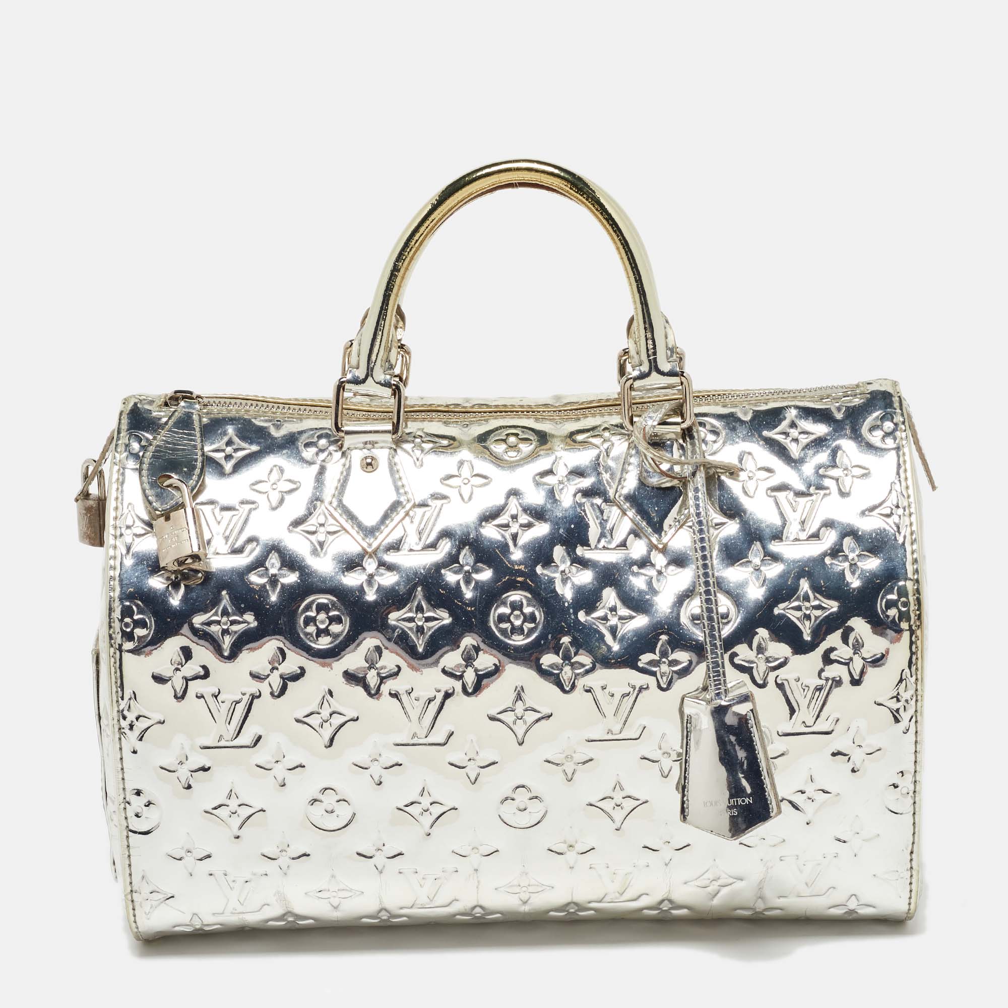 

Louis Vuitton Silver Monogram Limited Edition Miroir Speedy 35 Bag