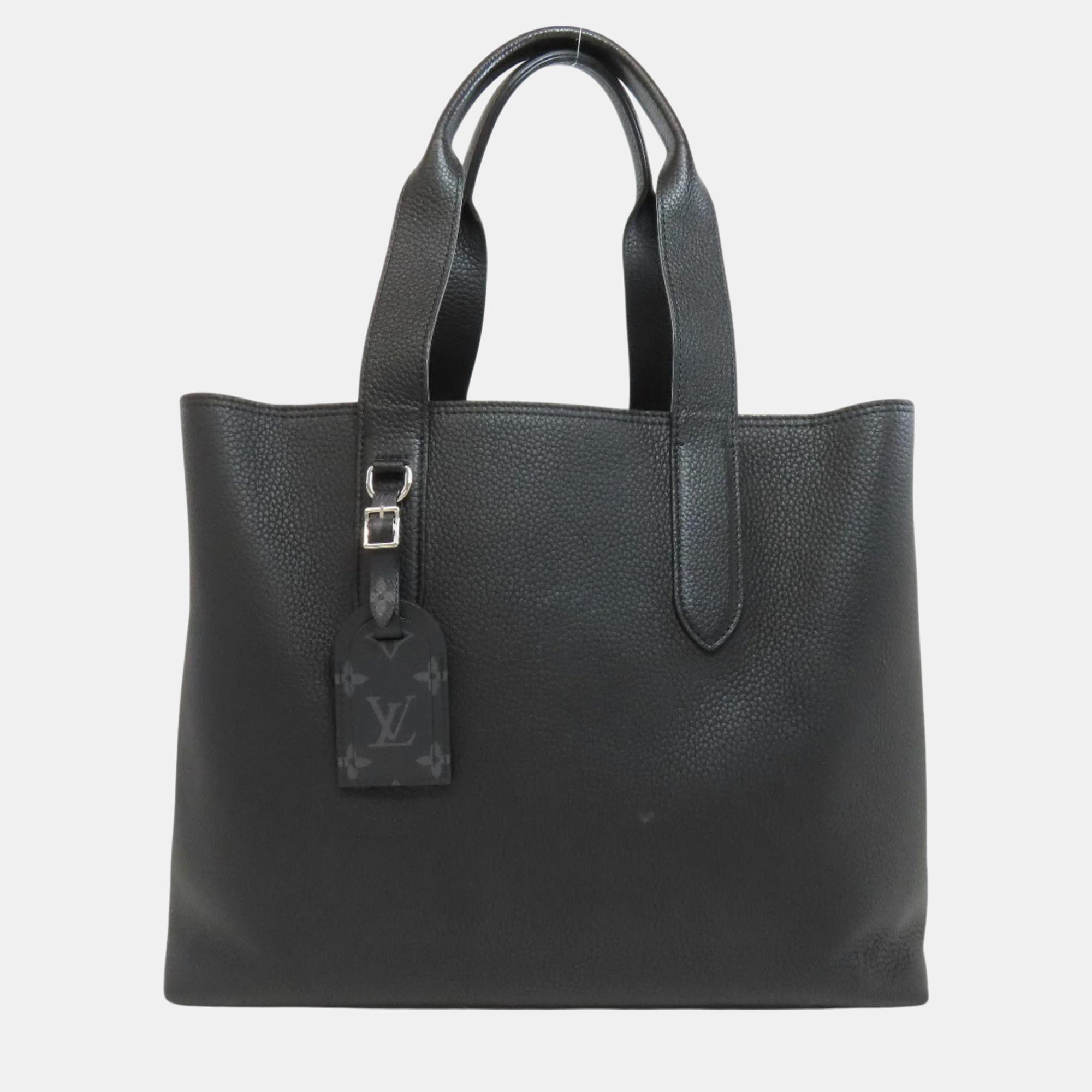 

Louis Vuitton Calf Leather Cabas Voyage Tote Bag, Black