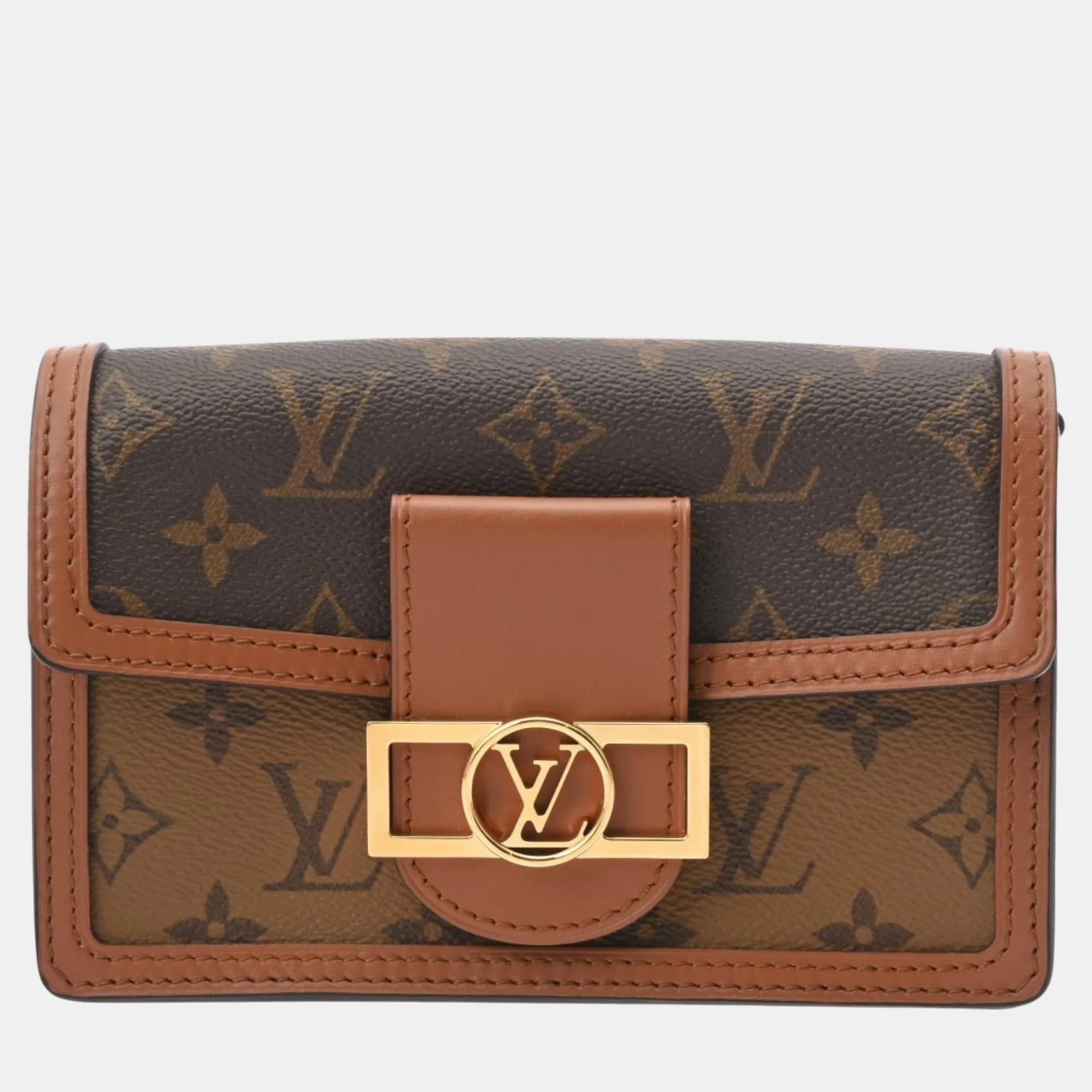 

Louis Vuitton Brown Canvas Monogram Reverse Portefeuille Dauphine Shoulder Bag