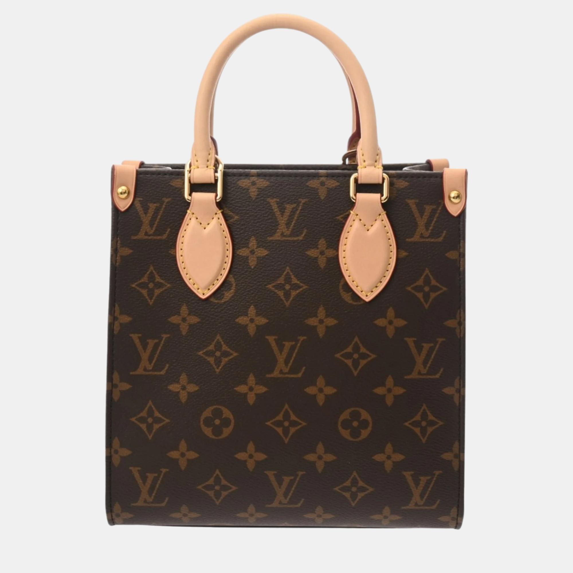 

Louis Vuitton Brown Canvas Monogram Sac Plat BB Tote Handbag