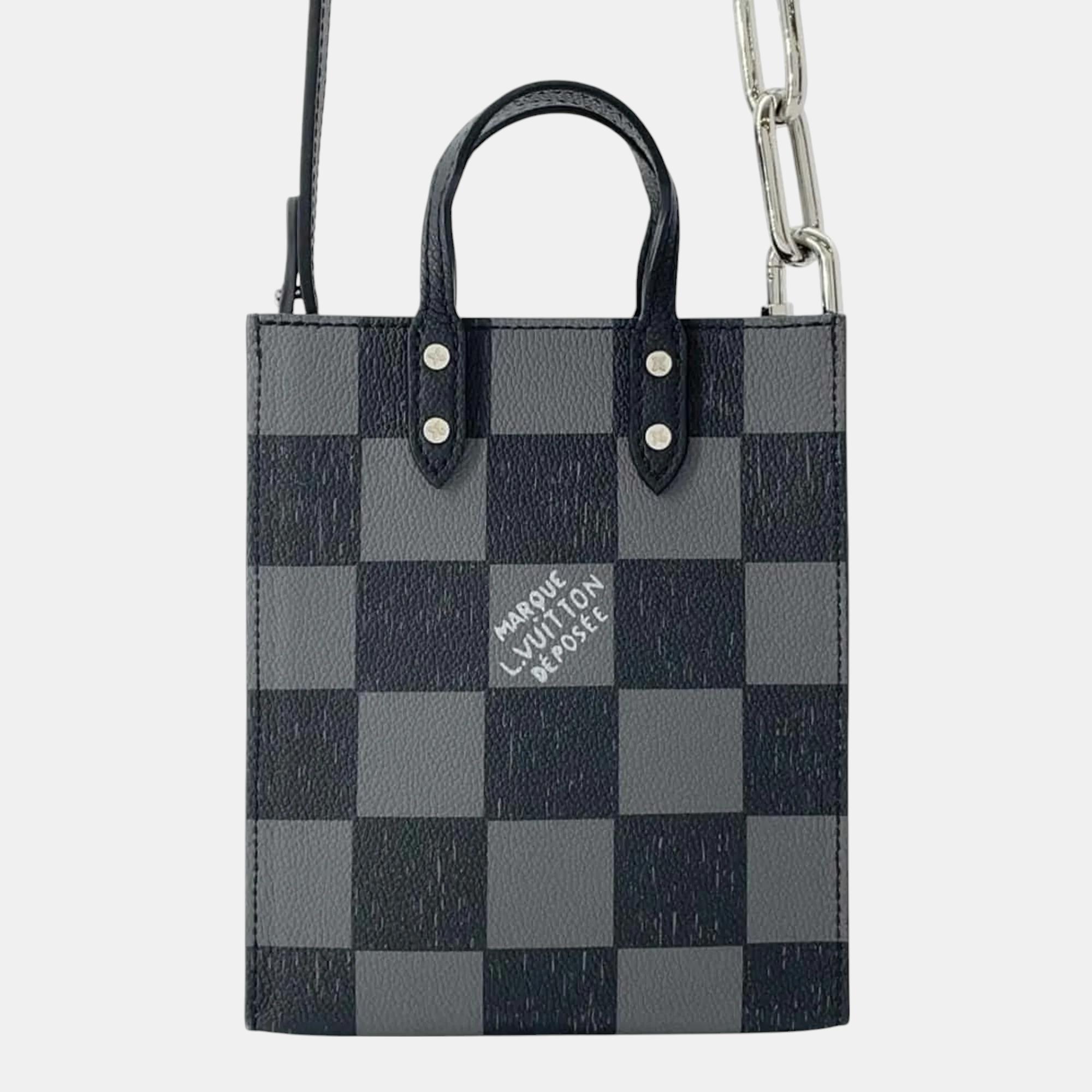 

Louis Vuitton Black Damier Checkerboard Sac Plat  Shoulder Bag