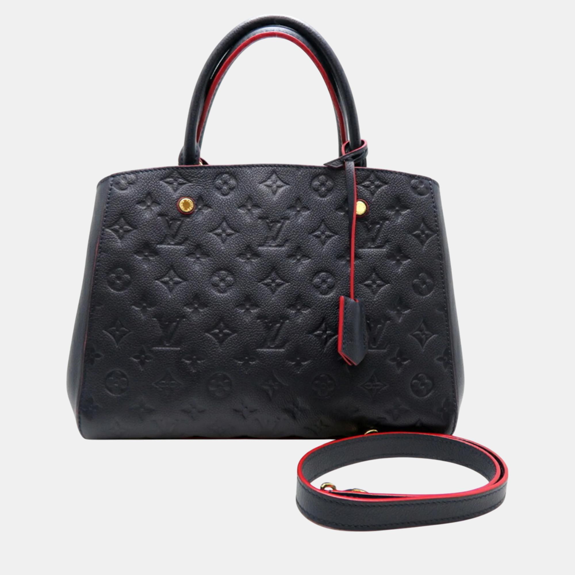 

Louis Vuitton Monogram Empreinte Marine Rouge Padlock Missing Montaigne Mm Handbag, Black