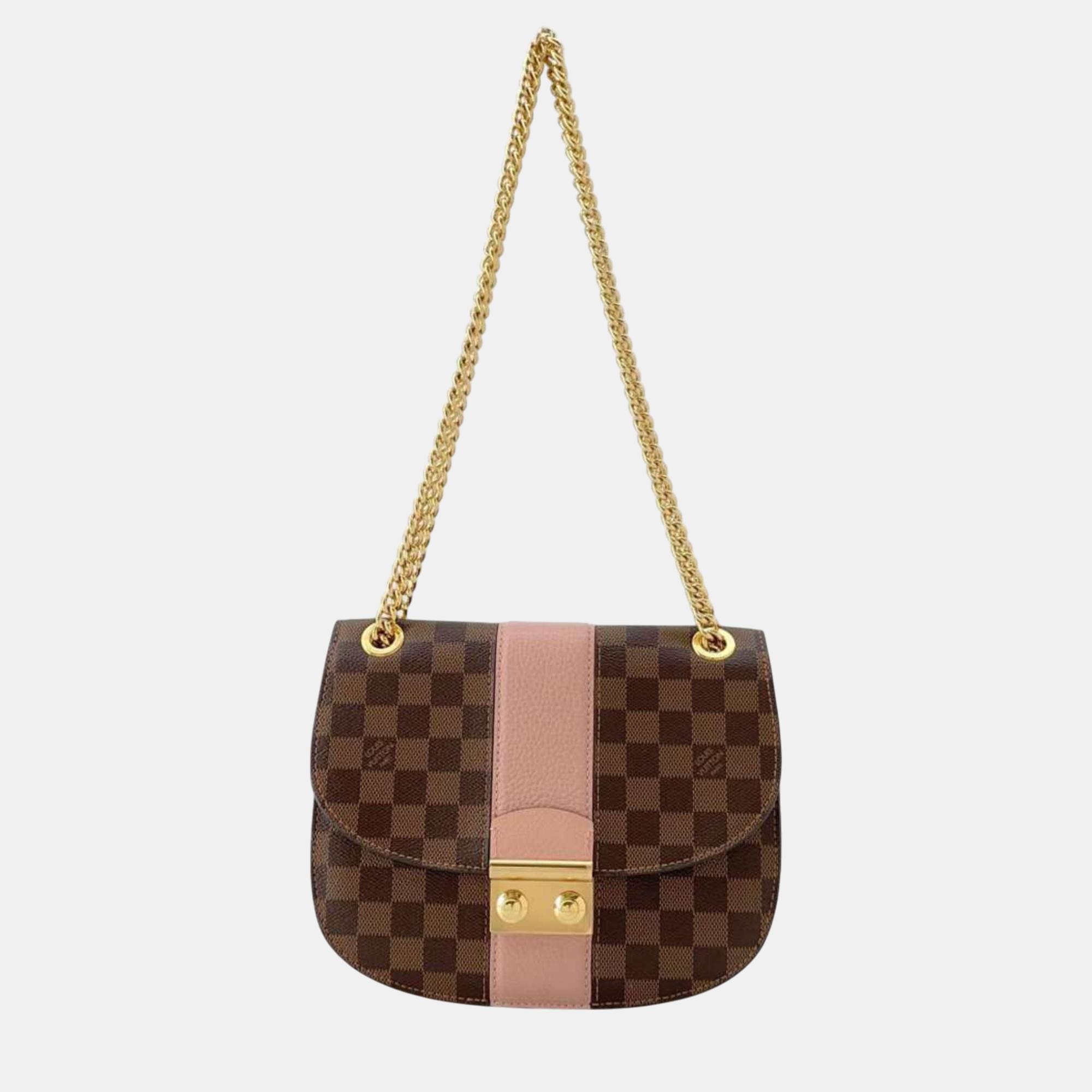 

Louis Vuitton Damier Ebene Taurillon Leather White Chain Shoulder Bag, Brown