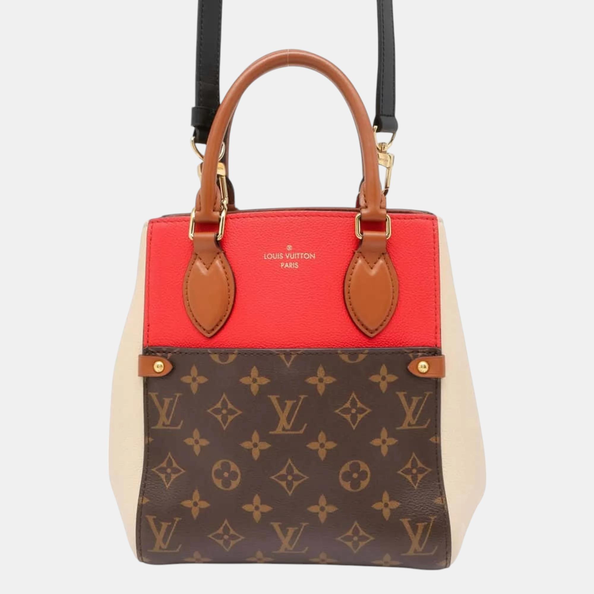 

Louis Vuitton Monogram Calf Leather Fold Tote Pm Bag, Brown