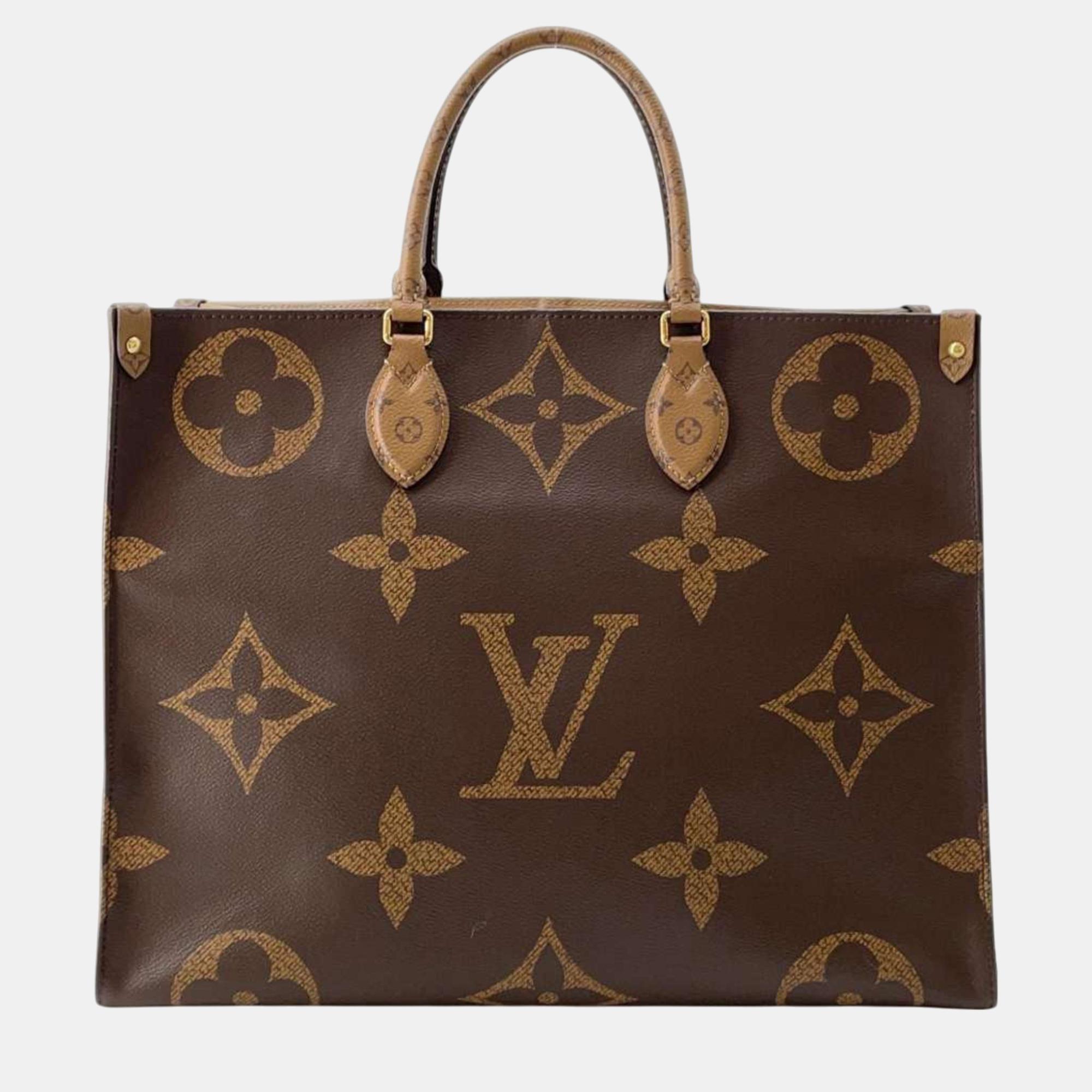 

Louis Vuitton Monogram Reverse Giant On-The-Go Gm Tote Bag, Brown