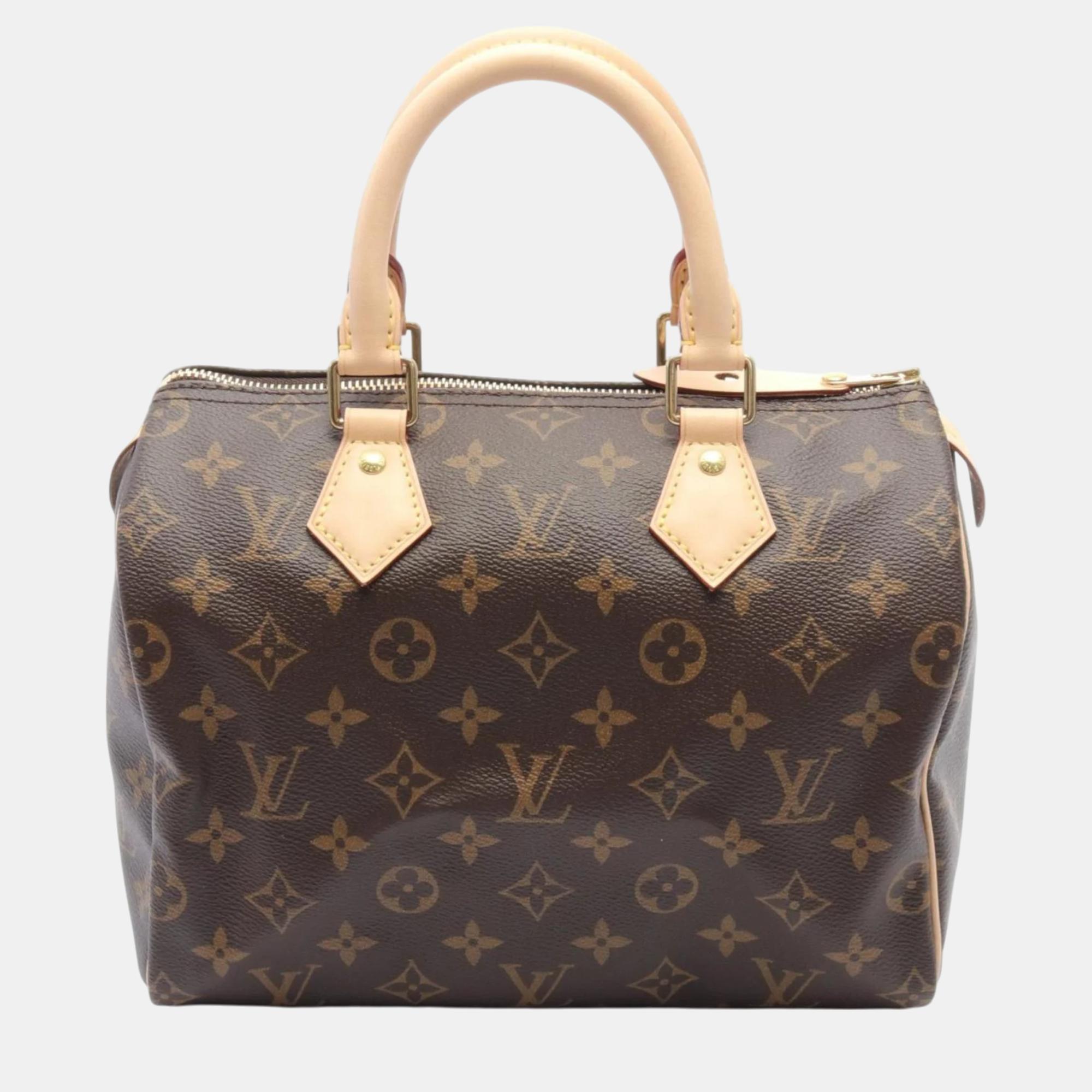 

Louis Vuitton Coated Canvas Leather Brown Speedy 25 Monogram Handbag