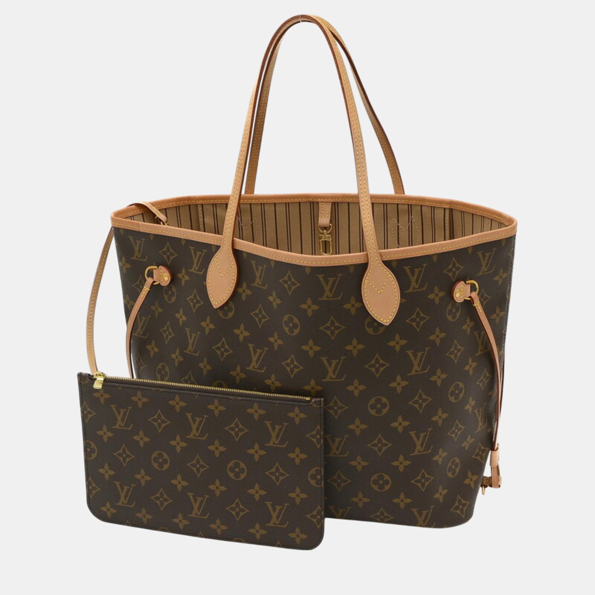 

Louis Vuitton Beige Monogram Neverfull Mm Tote Bag, Brown
