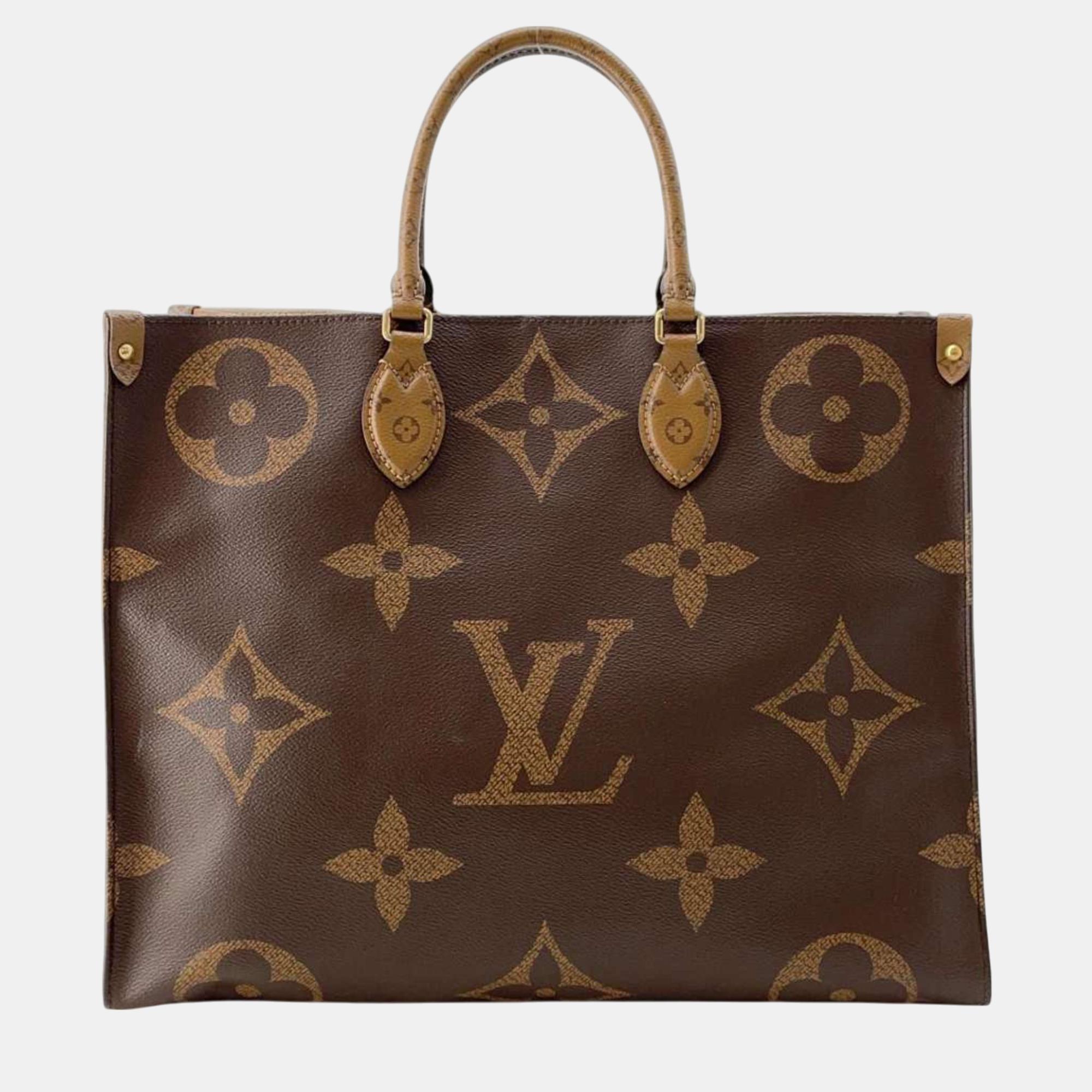 

Louis Vuitton Monogram Reverse Giant On-The-Go GM Tote Bag, Brown