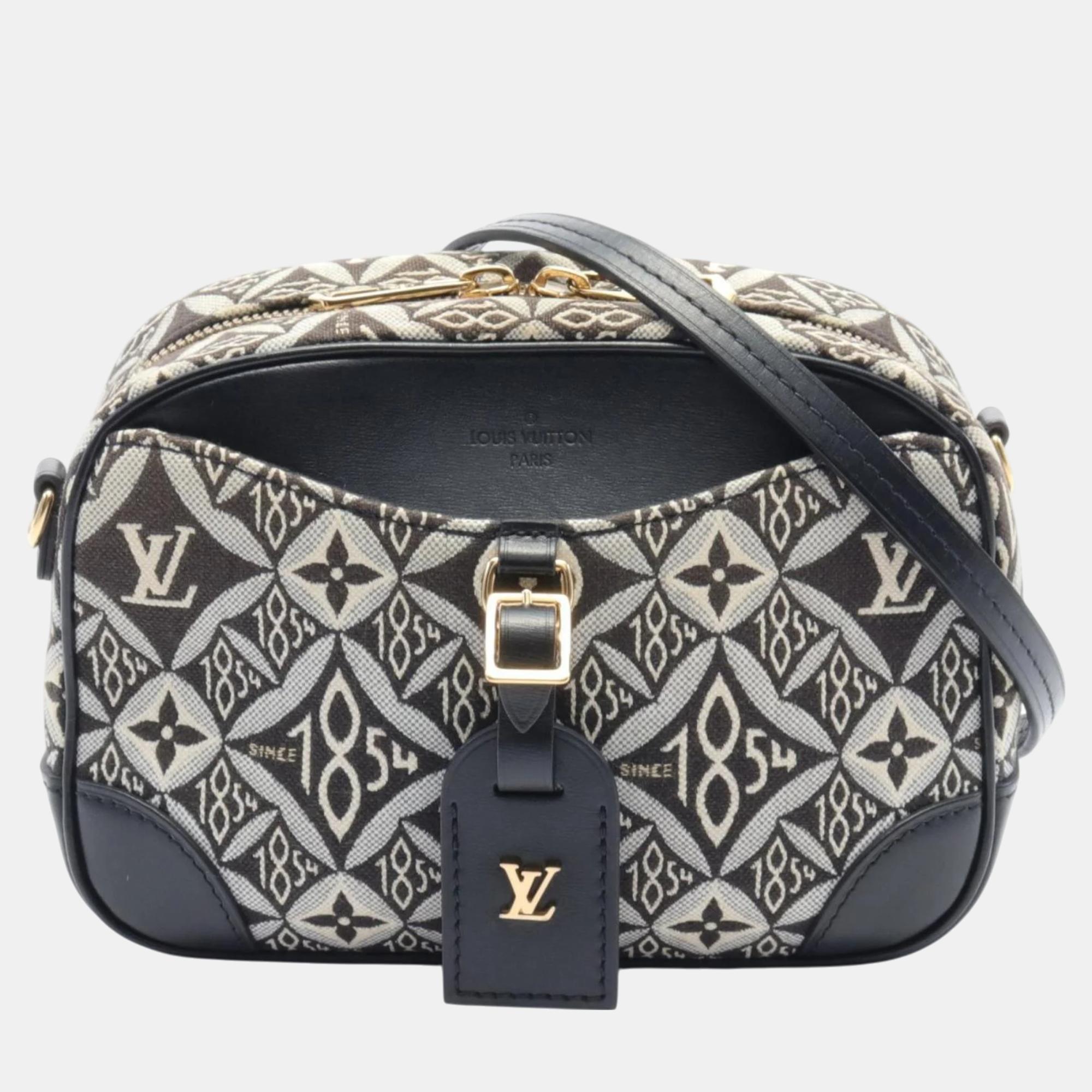 

Louis Vuitton Canvas Leather Monogram Jacquard Black White Deauville Shoulder Bag