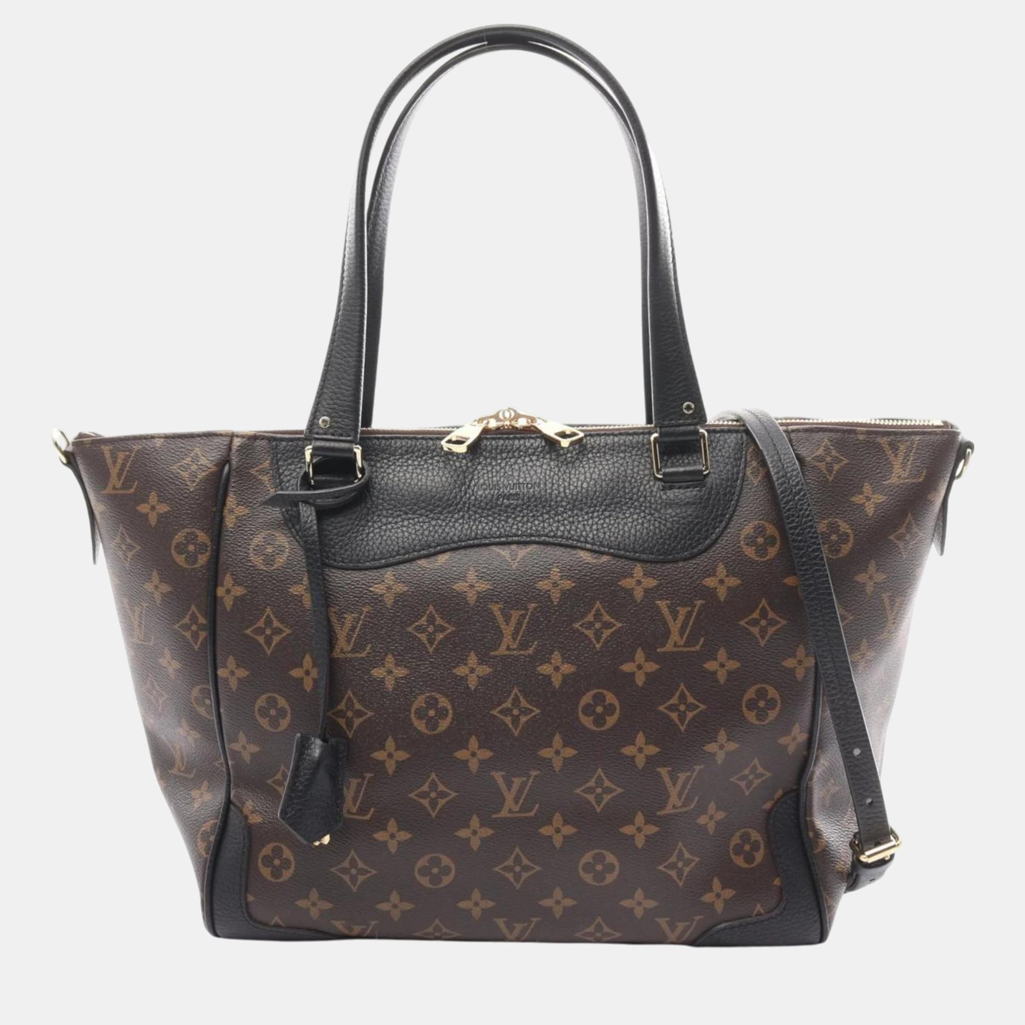 Pre-owned Louis Vuitton Coated Canvas Leather Brown Black Estrella Monogram Tote Bag