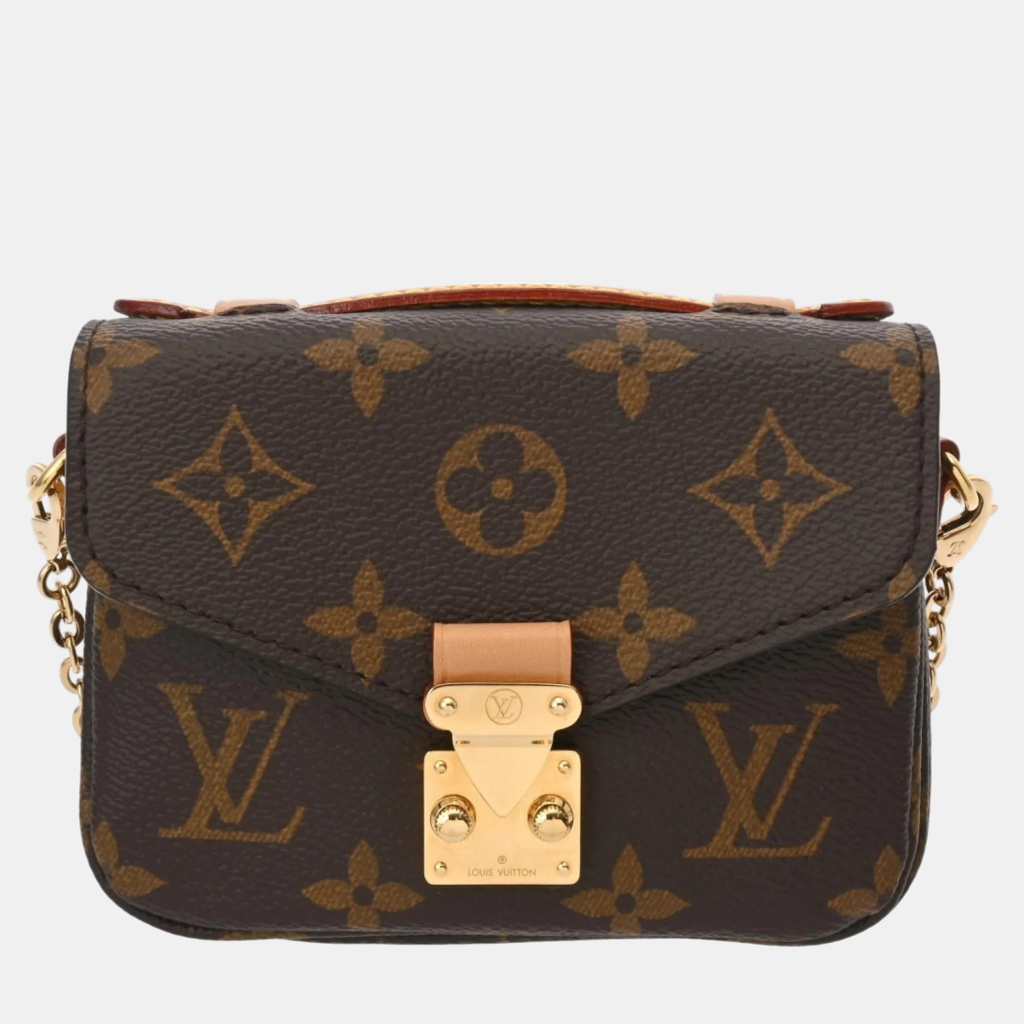 

Louis Vuitton Brown Leather Monogram Micro Metis Shoulder Bag