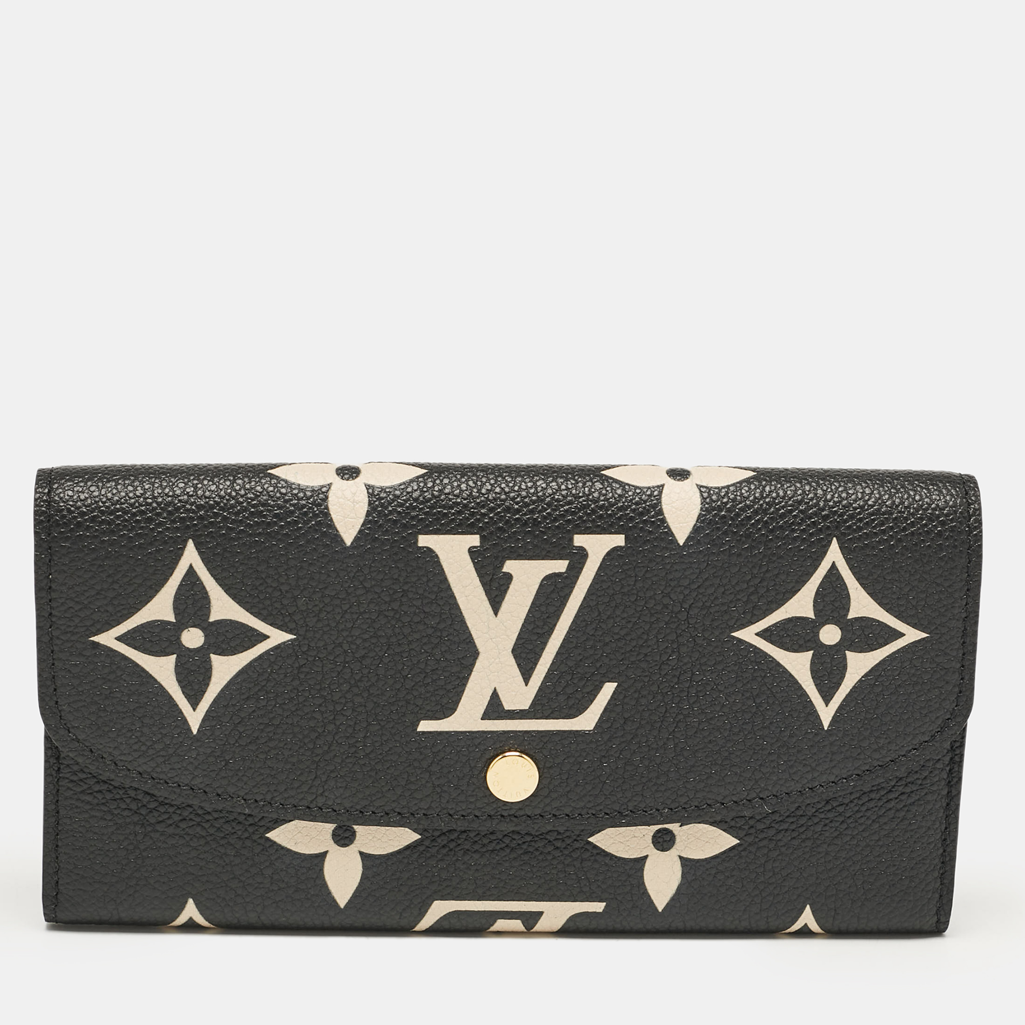 

Louis Vuitton Black/Beige Giant Monogram Empreinte Leather Emilie Wallet