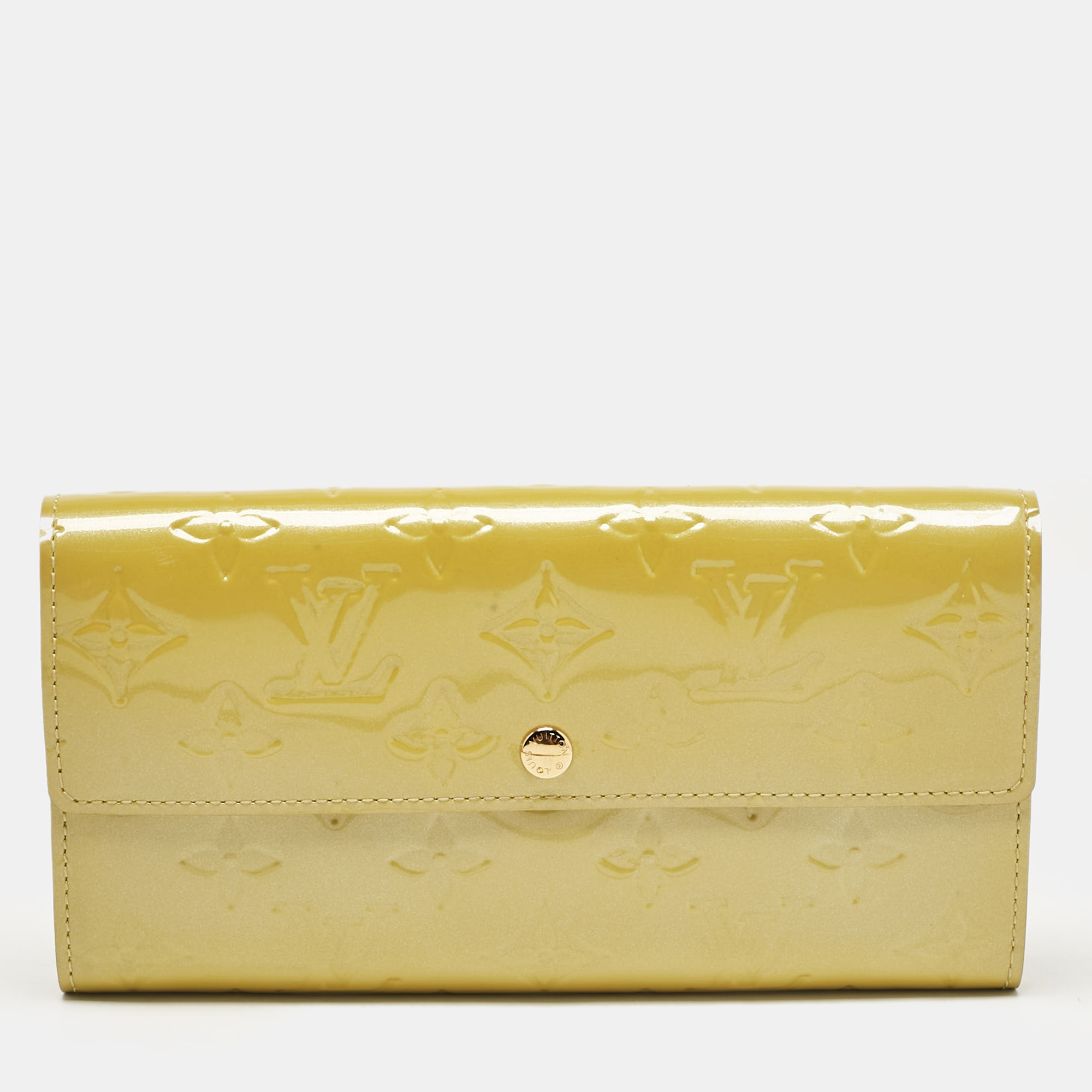 

Louis Vuitton Vert Impression Monogram Vernis Sarah Wallet, Yellow