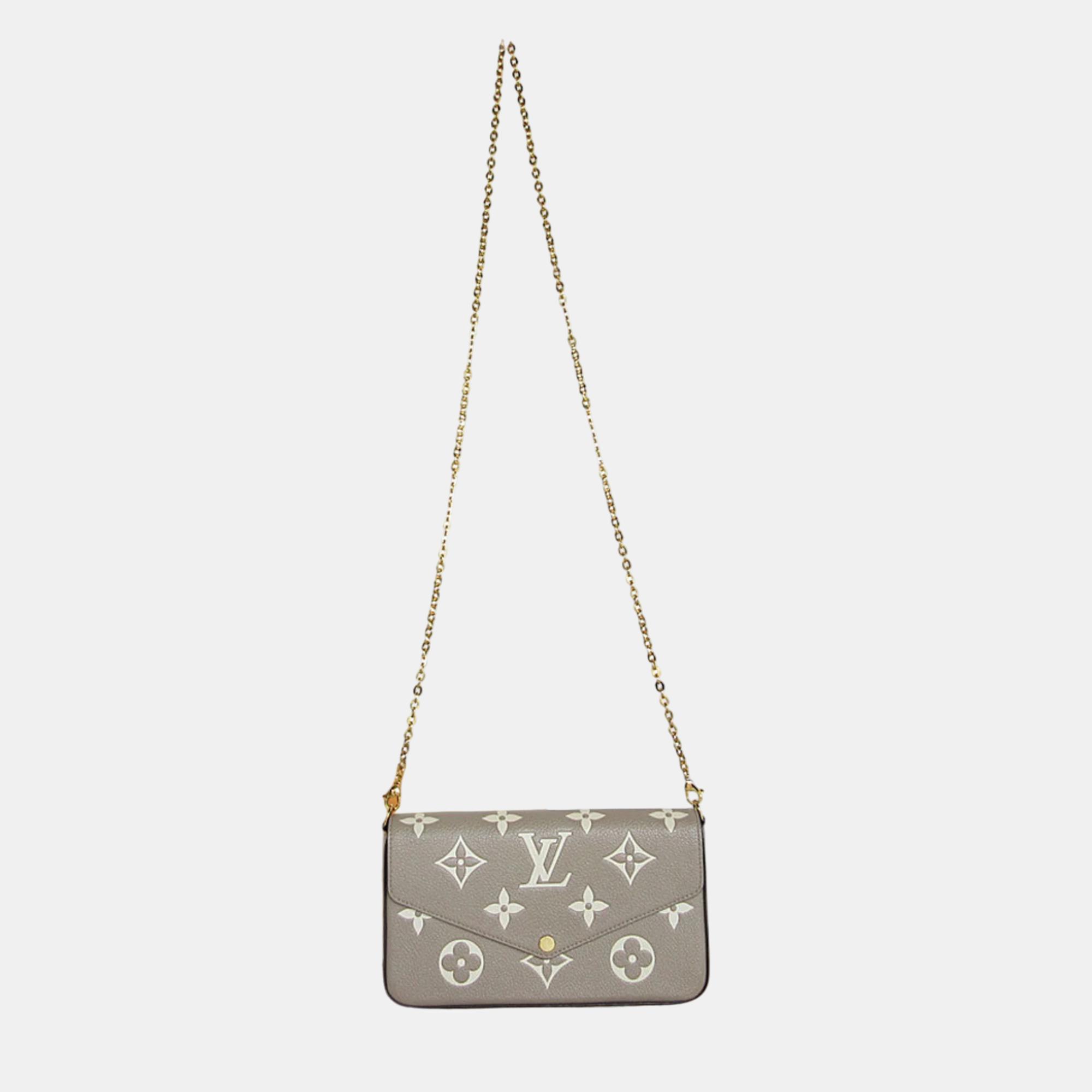 

Louis Vuitton Greige Gold Monogram Empreinte Pochette Felicie Shoulder Bag, Grey