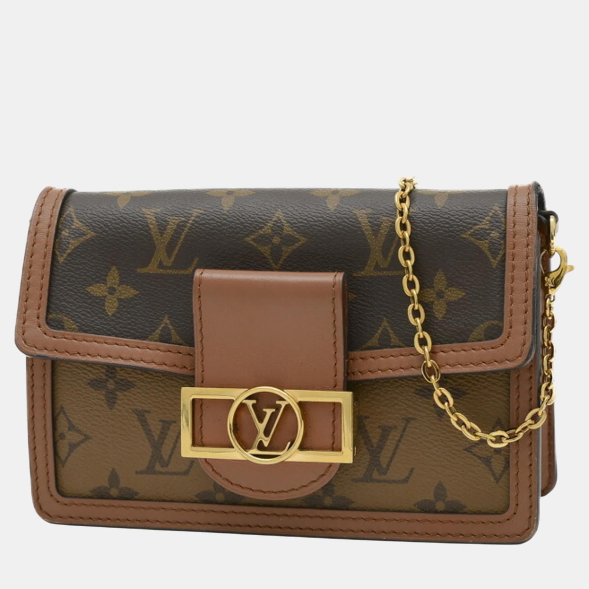 

Louis Vuitton Monogram Reverse Portefeuille Dauphine Shoulder Bag, Brown