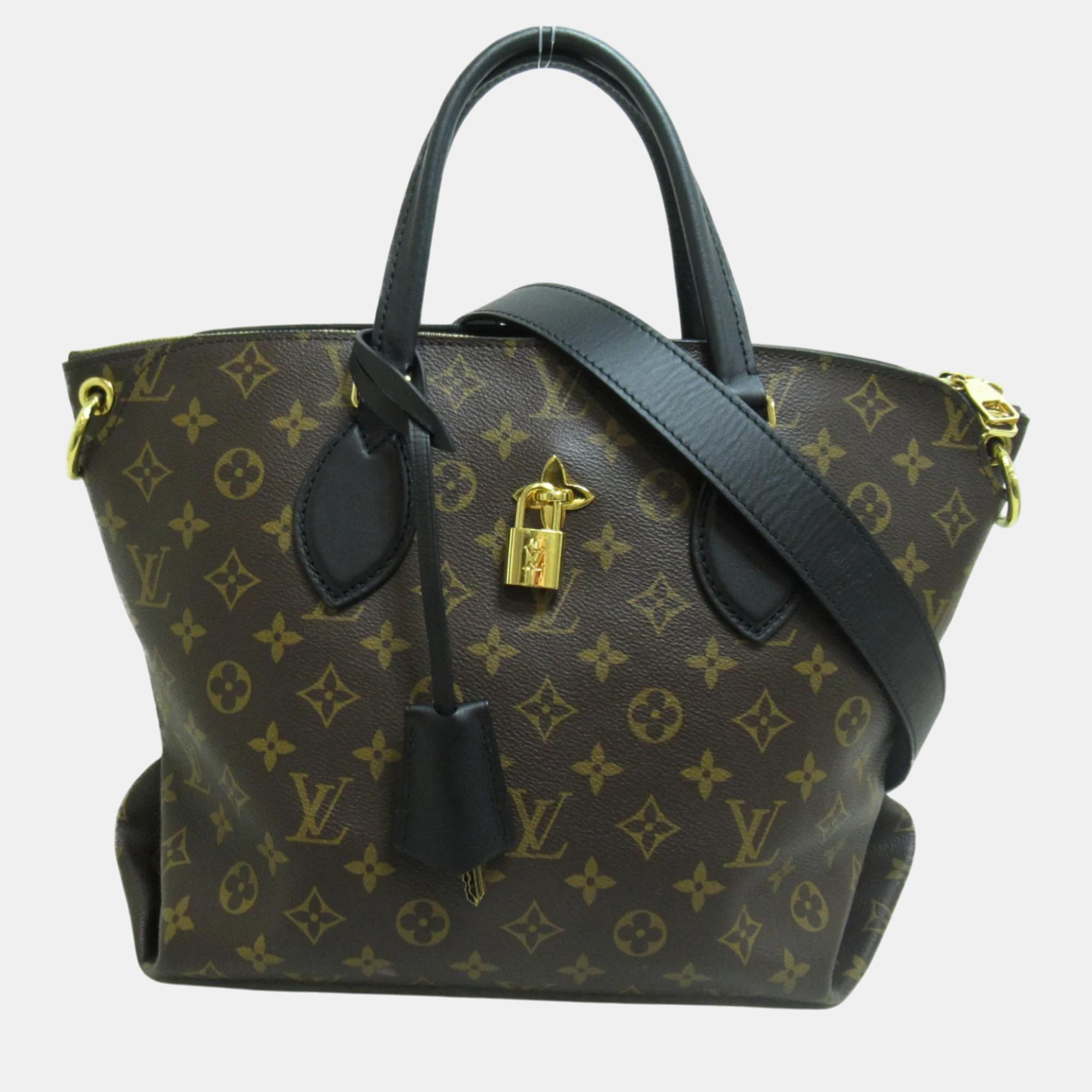 

Louis Vuitton Brown Black Monogram Pvc Coated Canvas Flower Zip Tote Mm bag