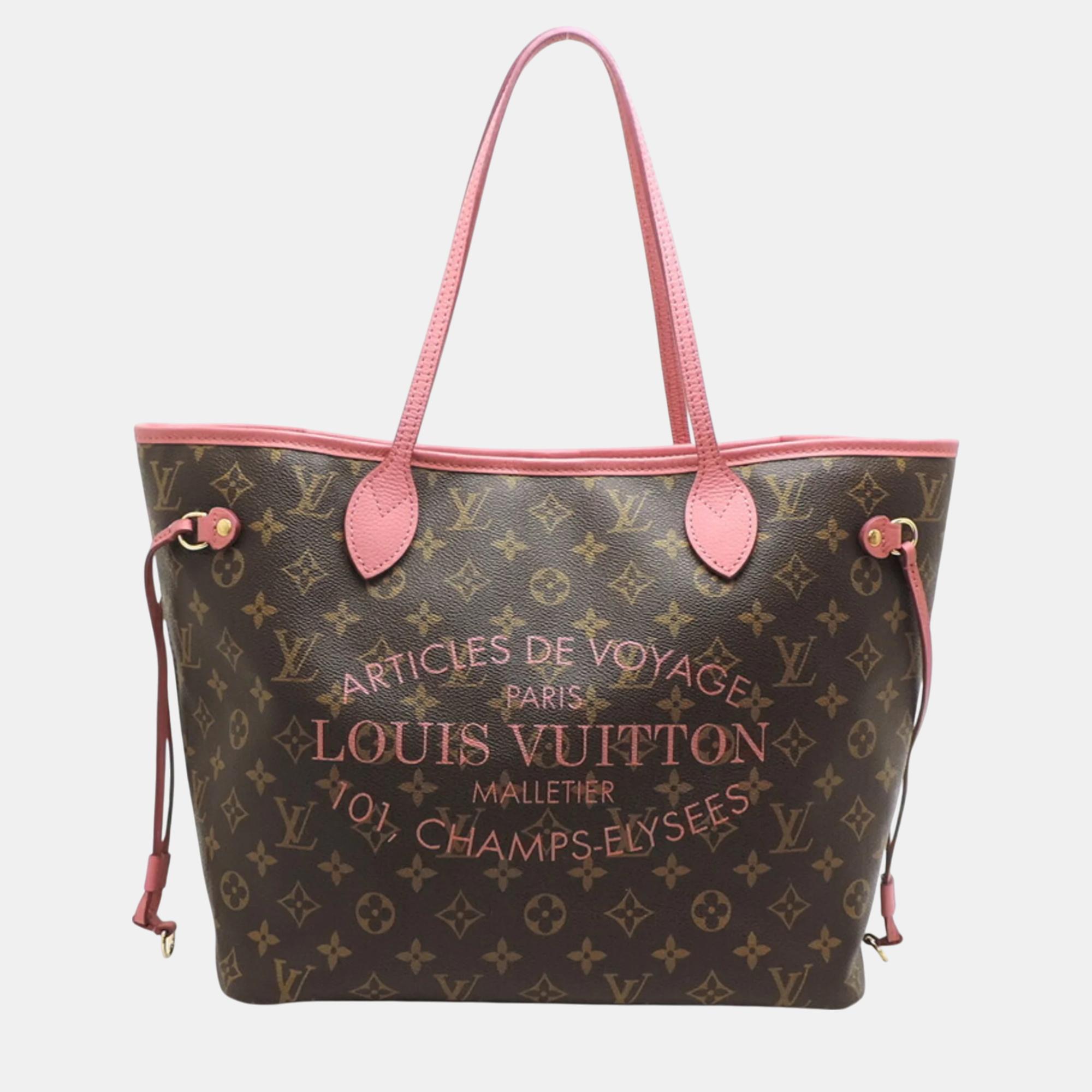 

Louis Vuitton Monogram Rose Velours (Pink) Ikat Flower Neverfull Mm Tote Bag, Brown