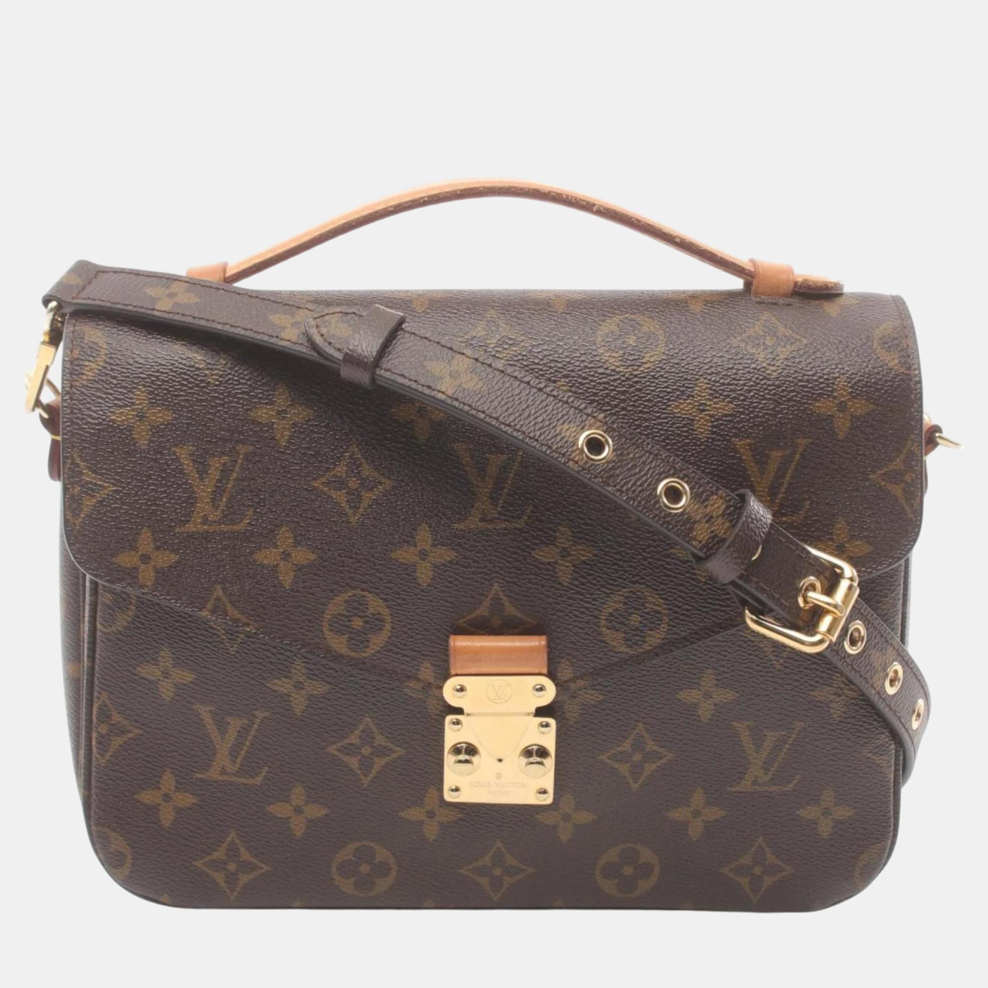 

Louis Vuitton Coated Canvas Leather Monogram Brown Metis Mm Pochette Handbag