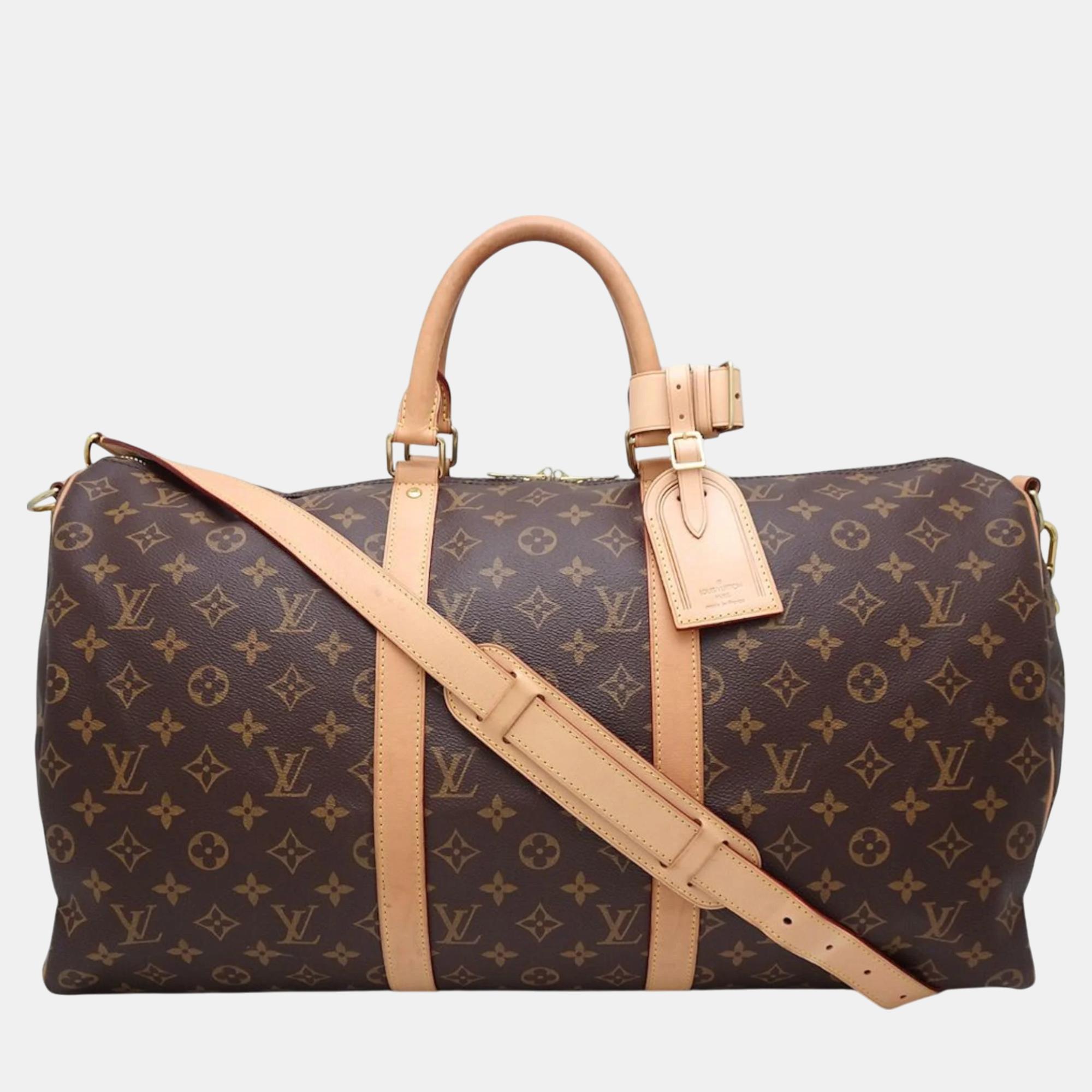 

Louis Vuitton Brown Monogram Keepall Bandouliere 50 Boston Bag