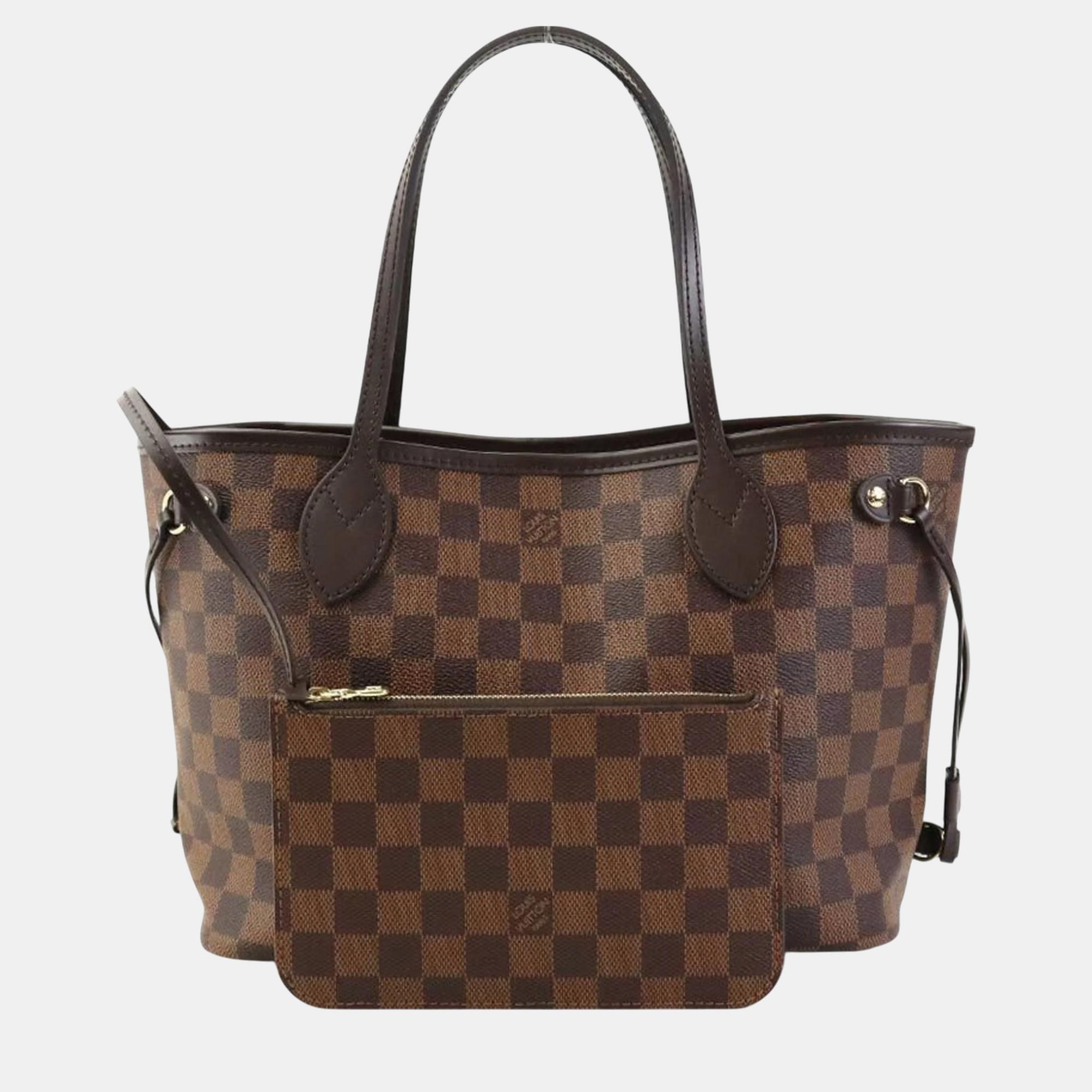 

Louis Vuitton Damier Neverfull Pm Canvas Ebene Tote Bag, Brown