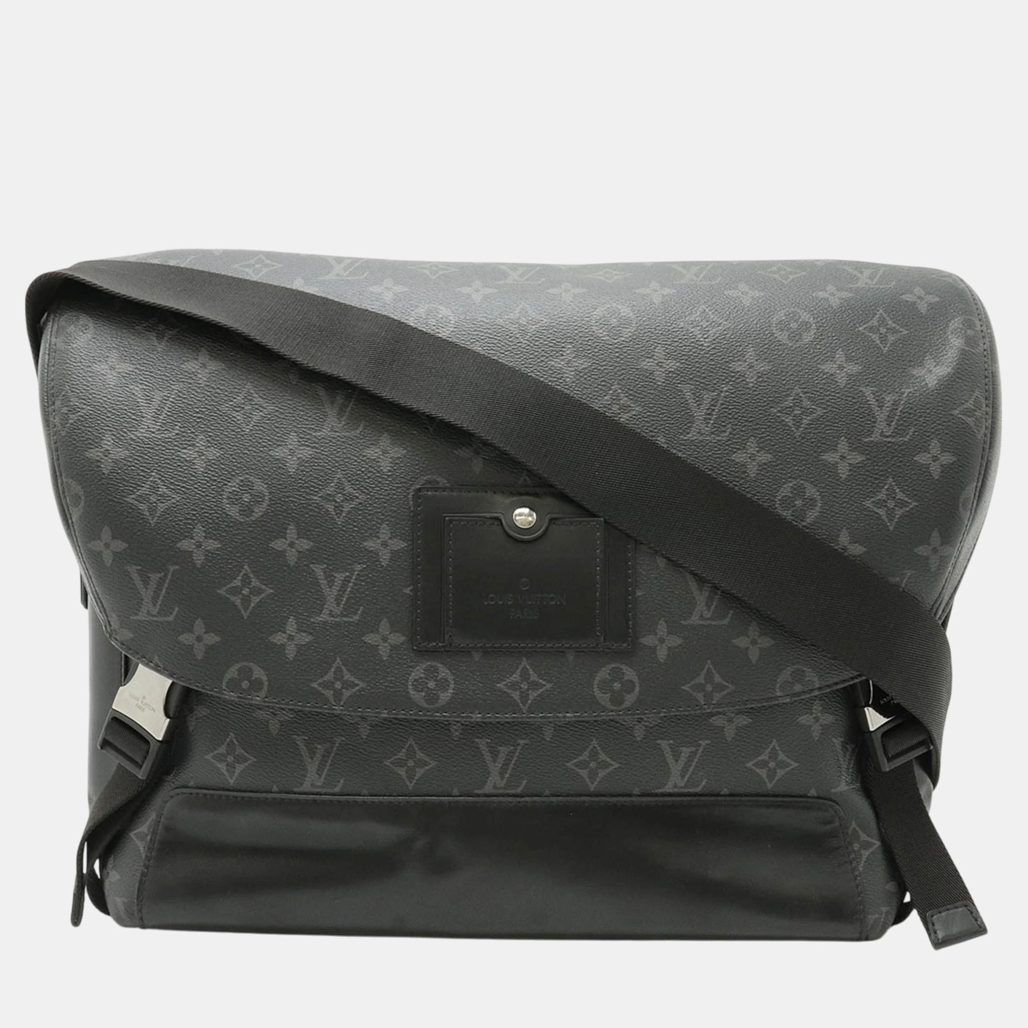 

Louis Vuitton Leather Monogram Eclipse Voyage Shoulder Bag, Black