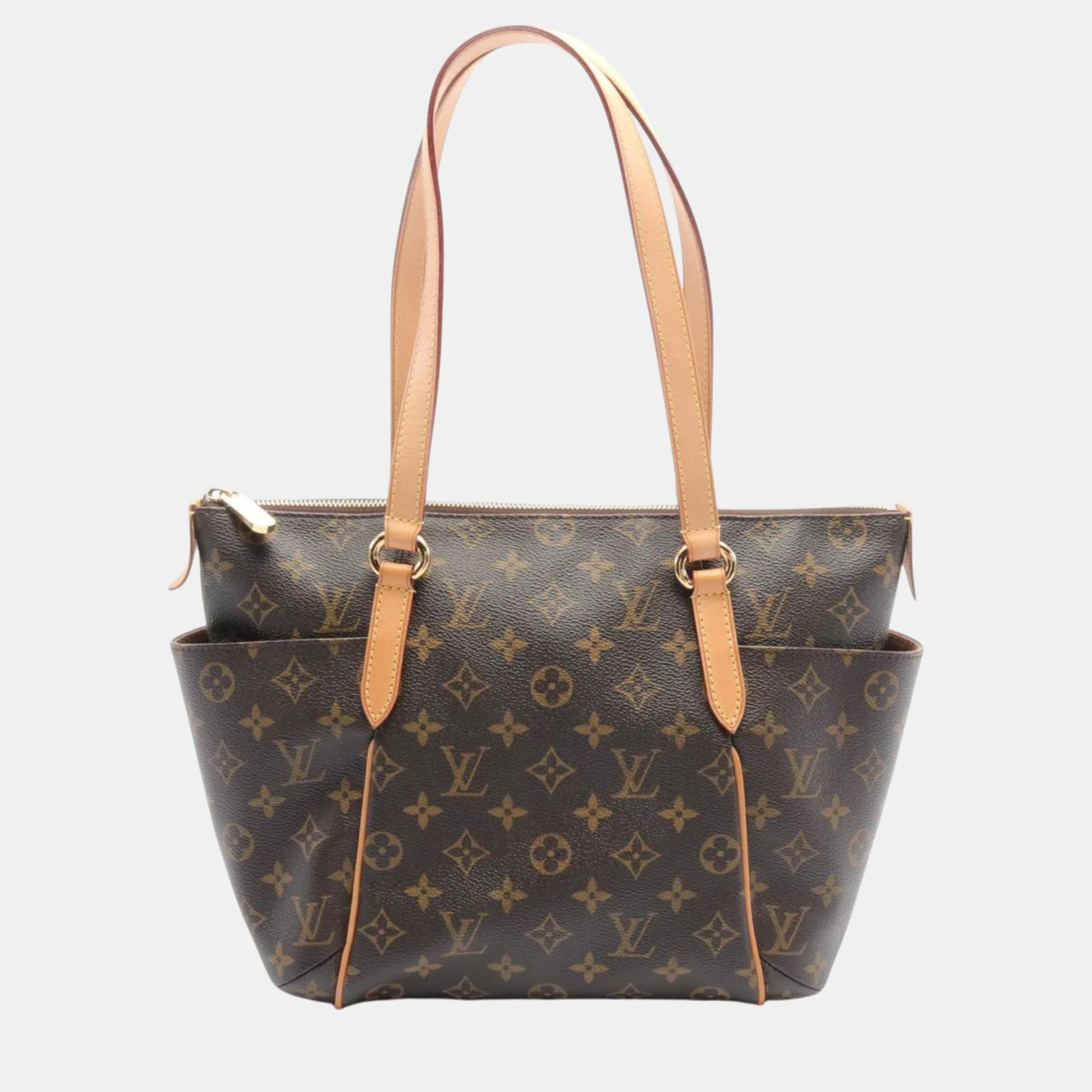 

Louis Vuitton Coated Canvas Leather Brown Totally Pm Monogram Tote Bag