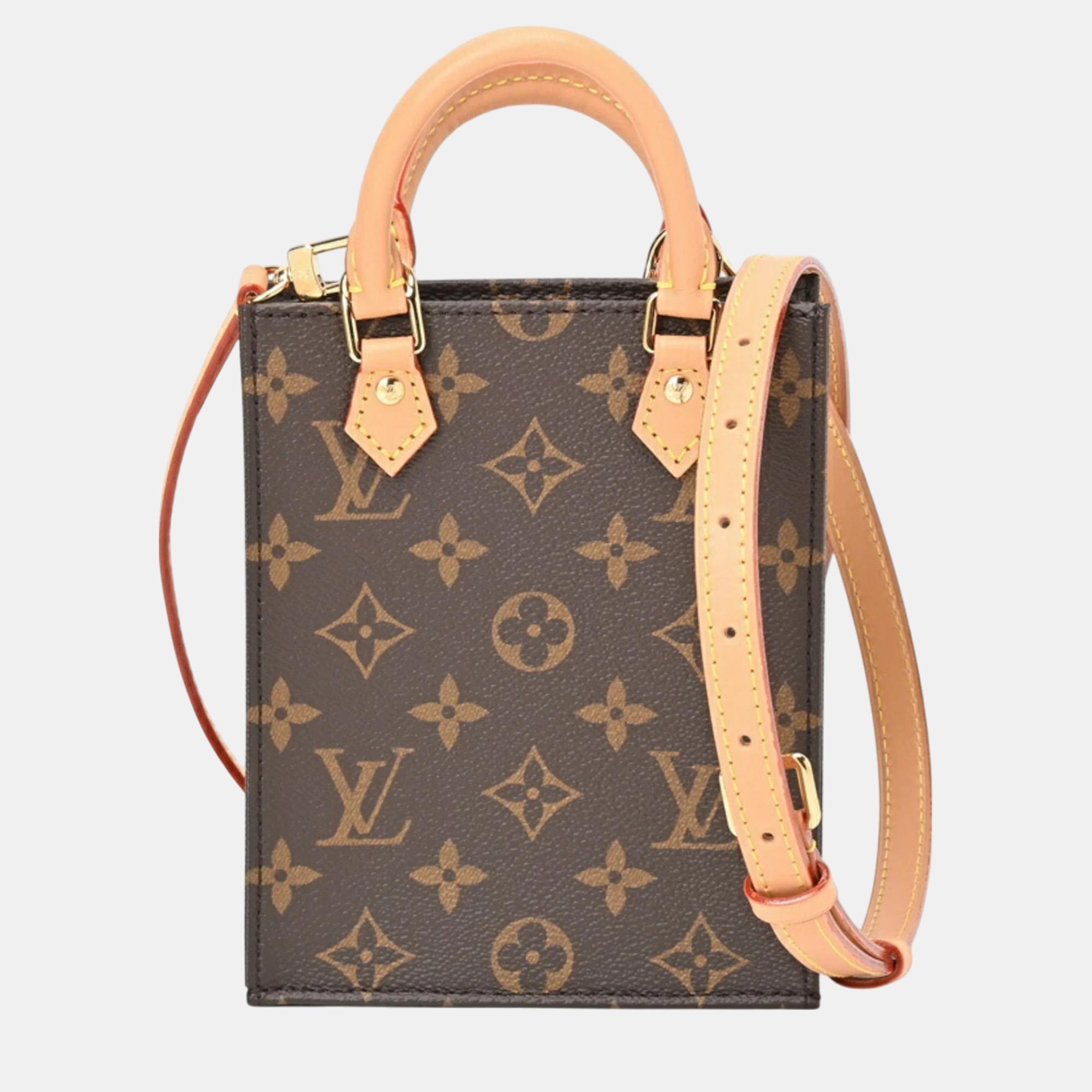 

Louis Vuitton Monogram Canvas Petite Sac Plat Shoulder Pochette Bag, Brown