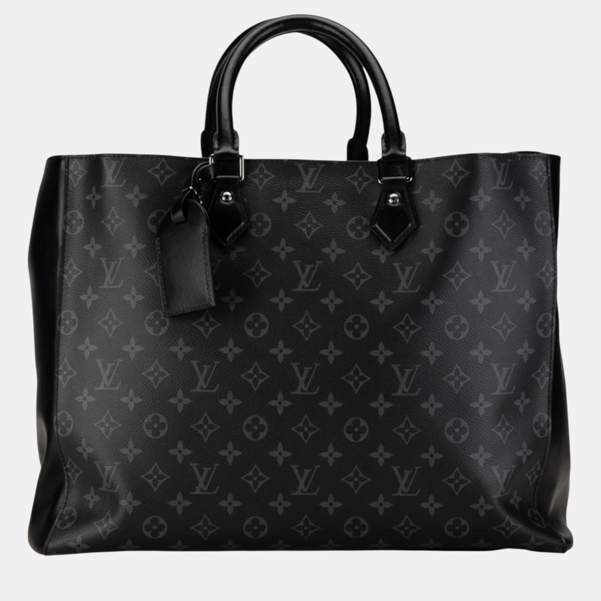 

Louis Vuitton Grey Black Pvc Leather Monogram Eclipse Grand Sac Tote Bag