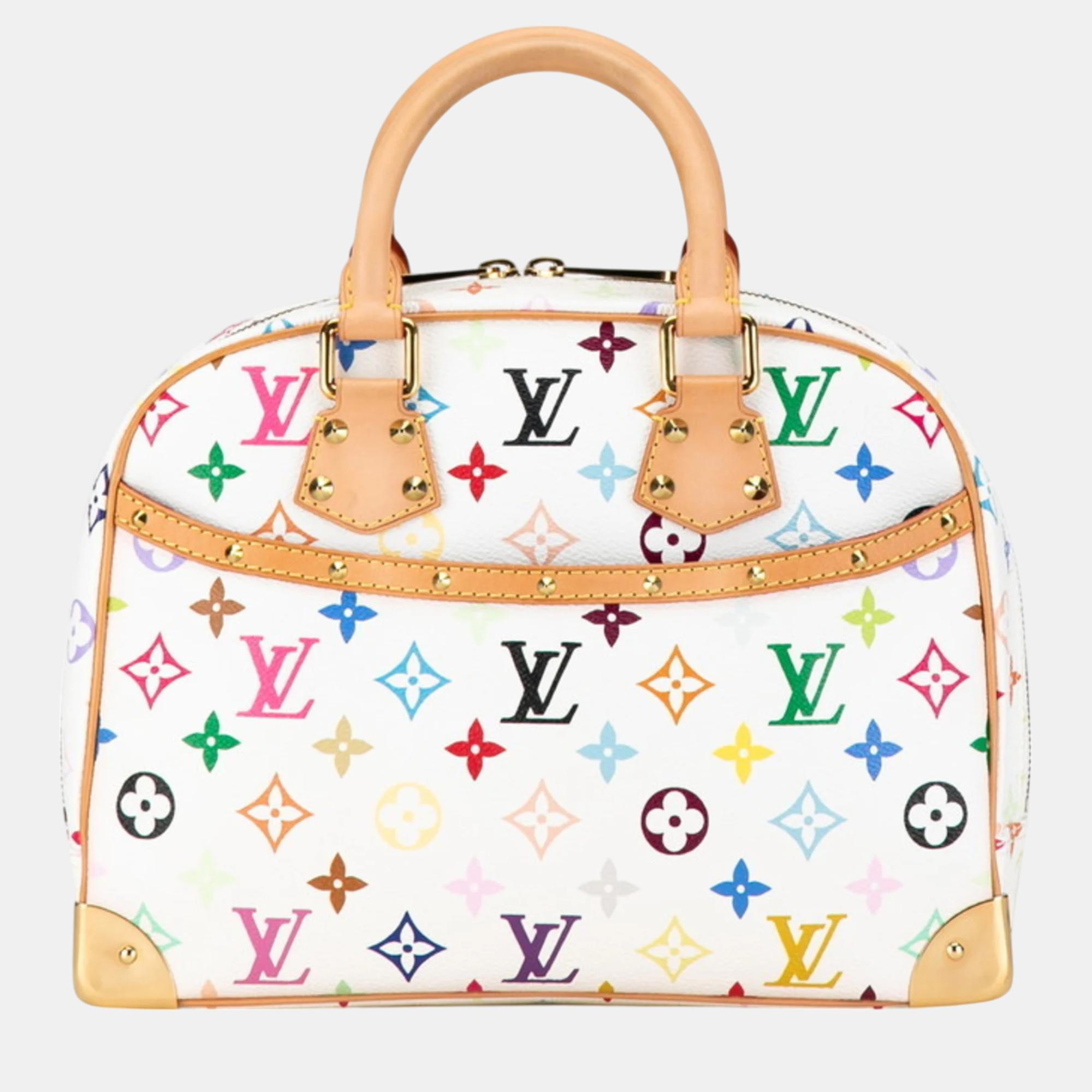 

Louis Vuitton Blanc White Pvc Leather Monogram Multicolor Trouville Studs Handbag