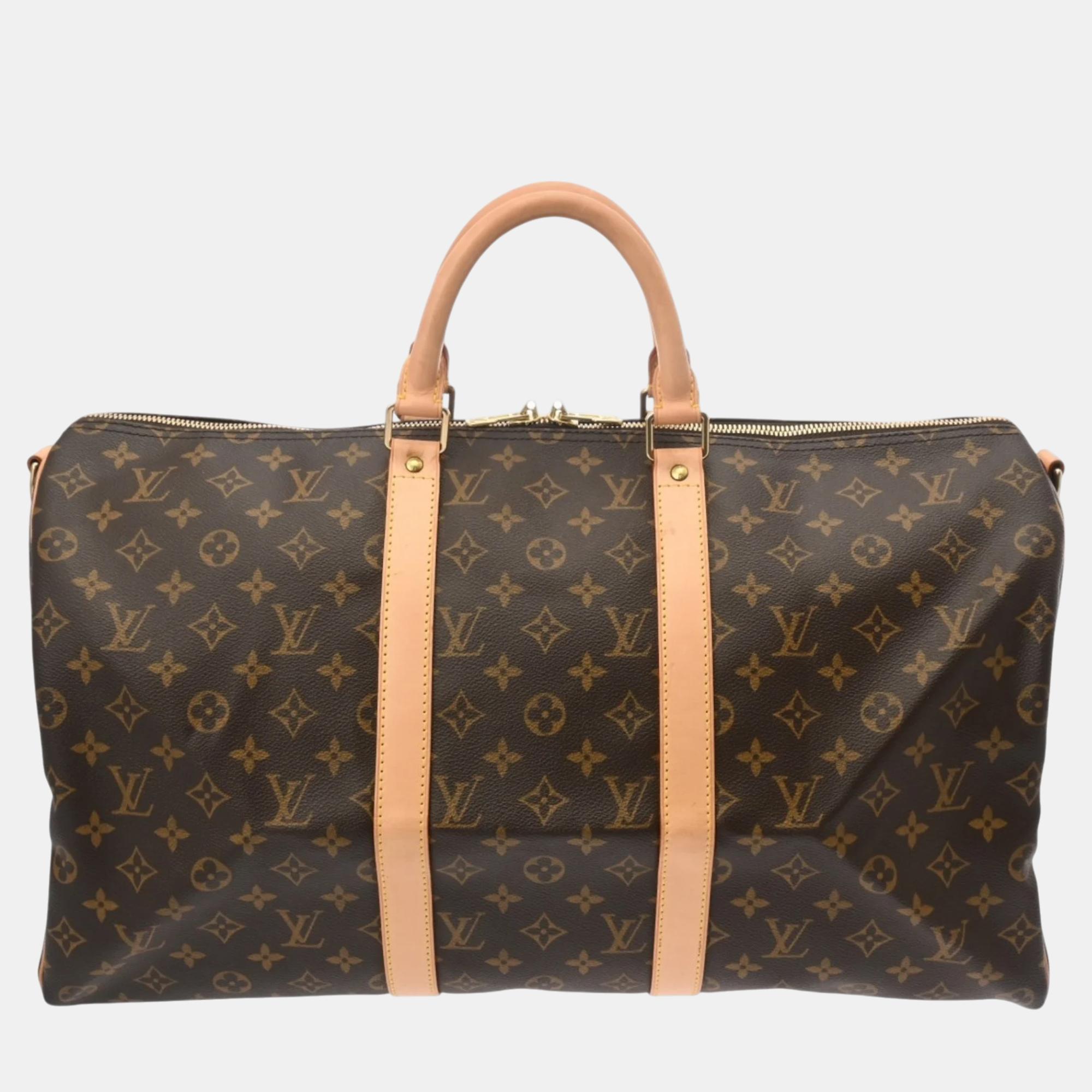 

Louis Vuitton Brown Canvas Monogram Keepall Bandouliere 50 Boston Bag