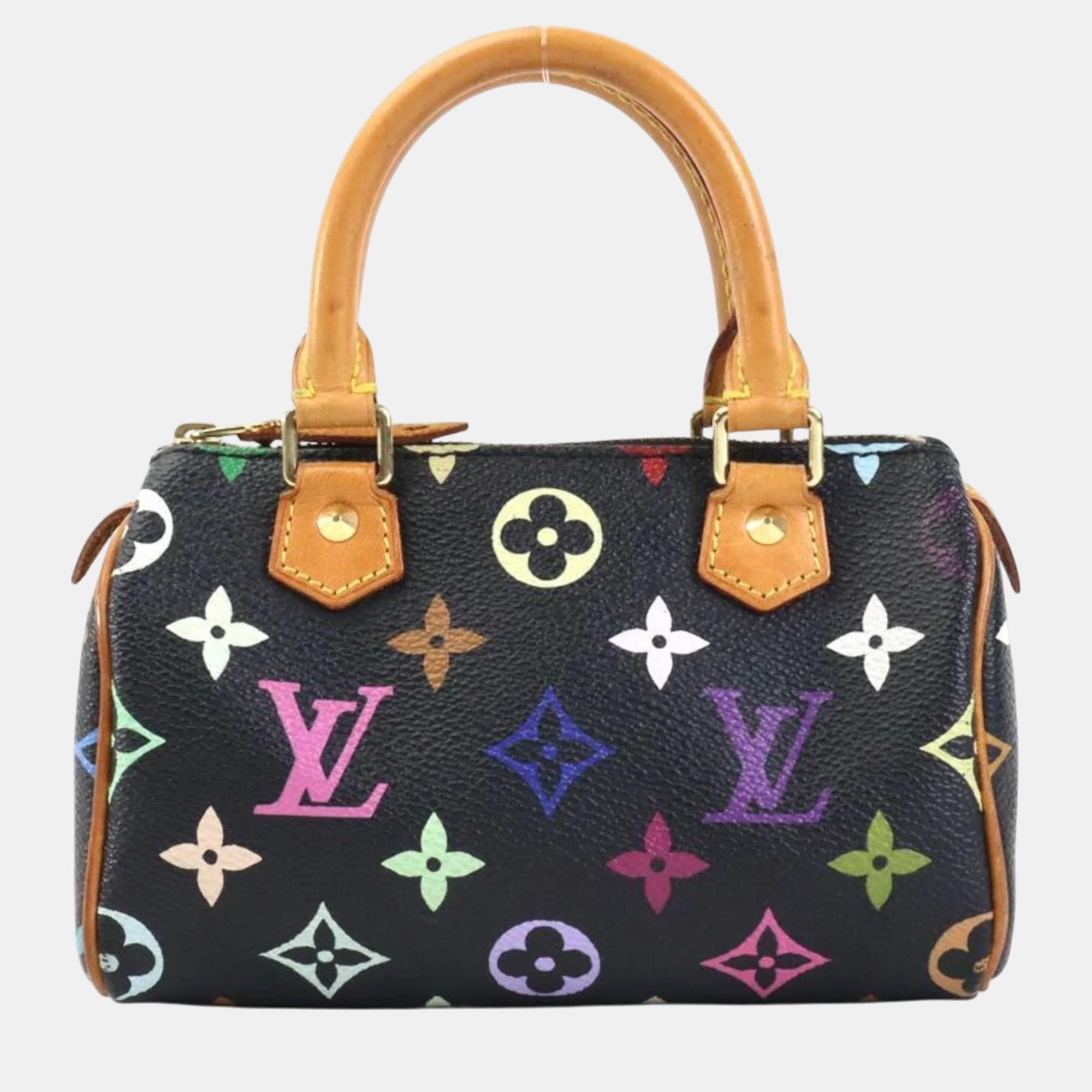 

Louis Vuitton Black Gold Monogram Multicolor Speedy Handbag