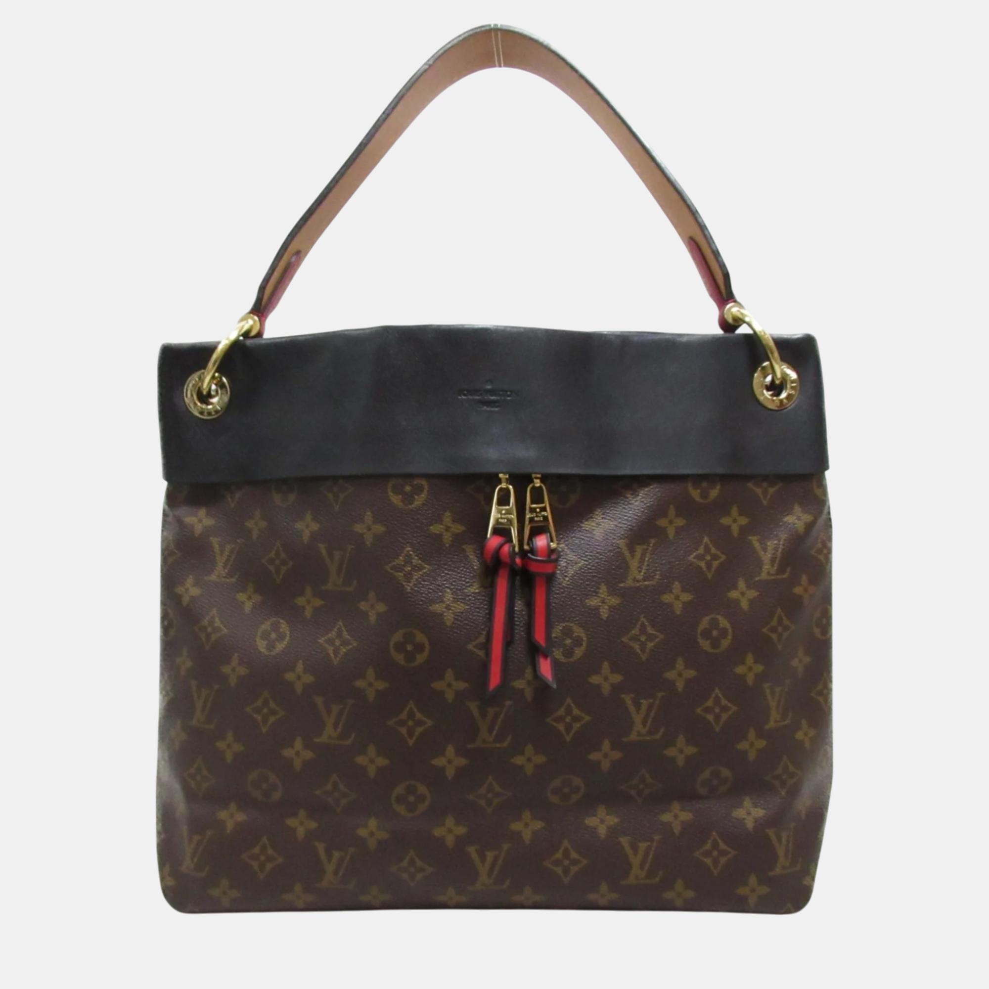 

Louis Vuitton Brown Monogram Calfskin (Cowhide) Pvc Coated Canvas Tuileries Hobo Shoulder Bag