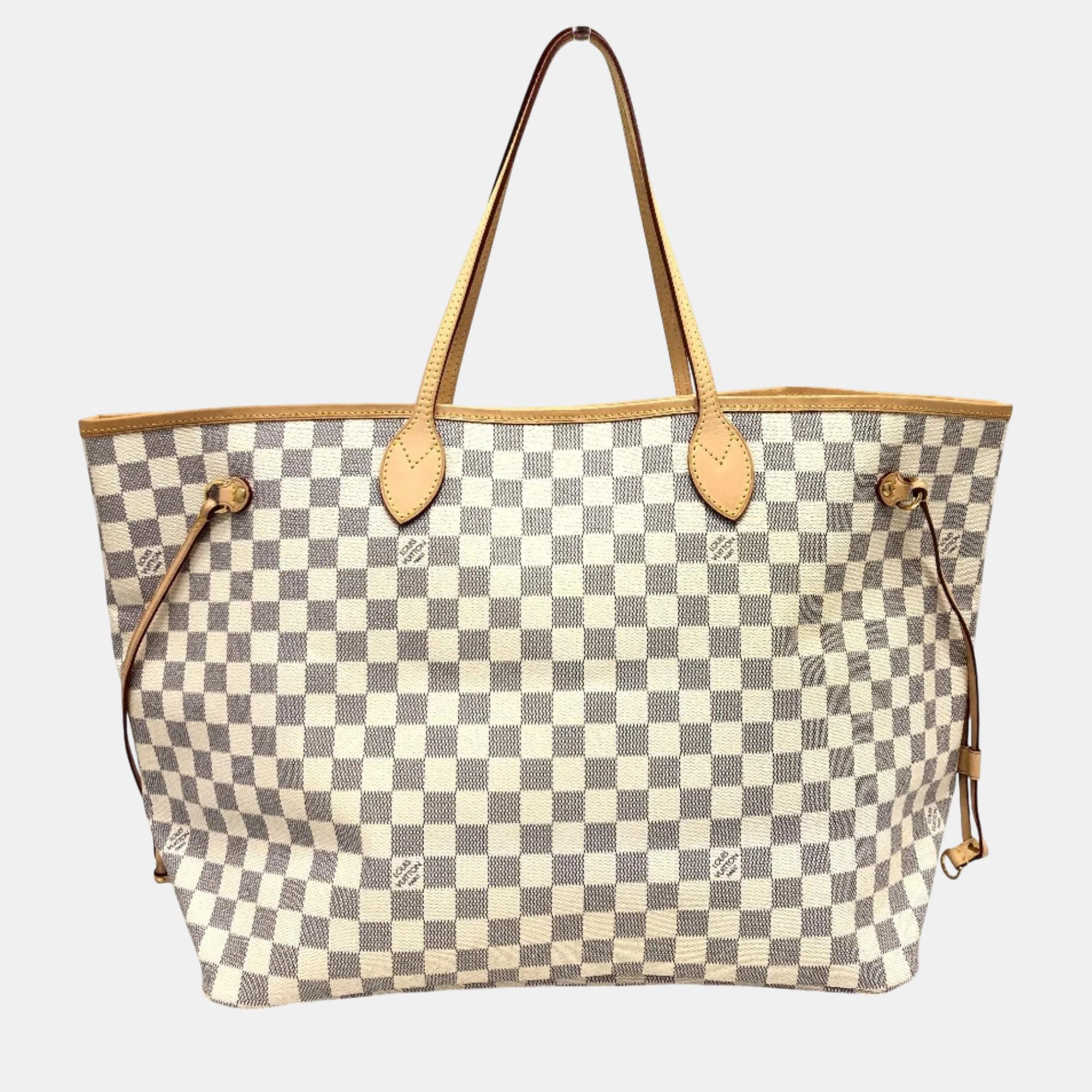 

Louis Vuitton Damier Azur Canvas White Neverfull Gm Tote Bag