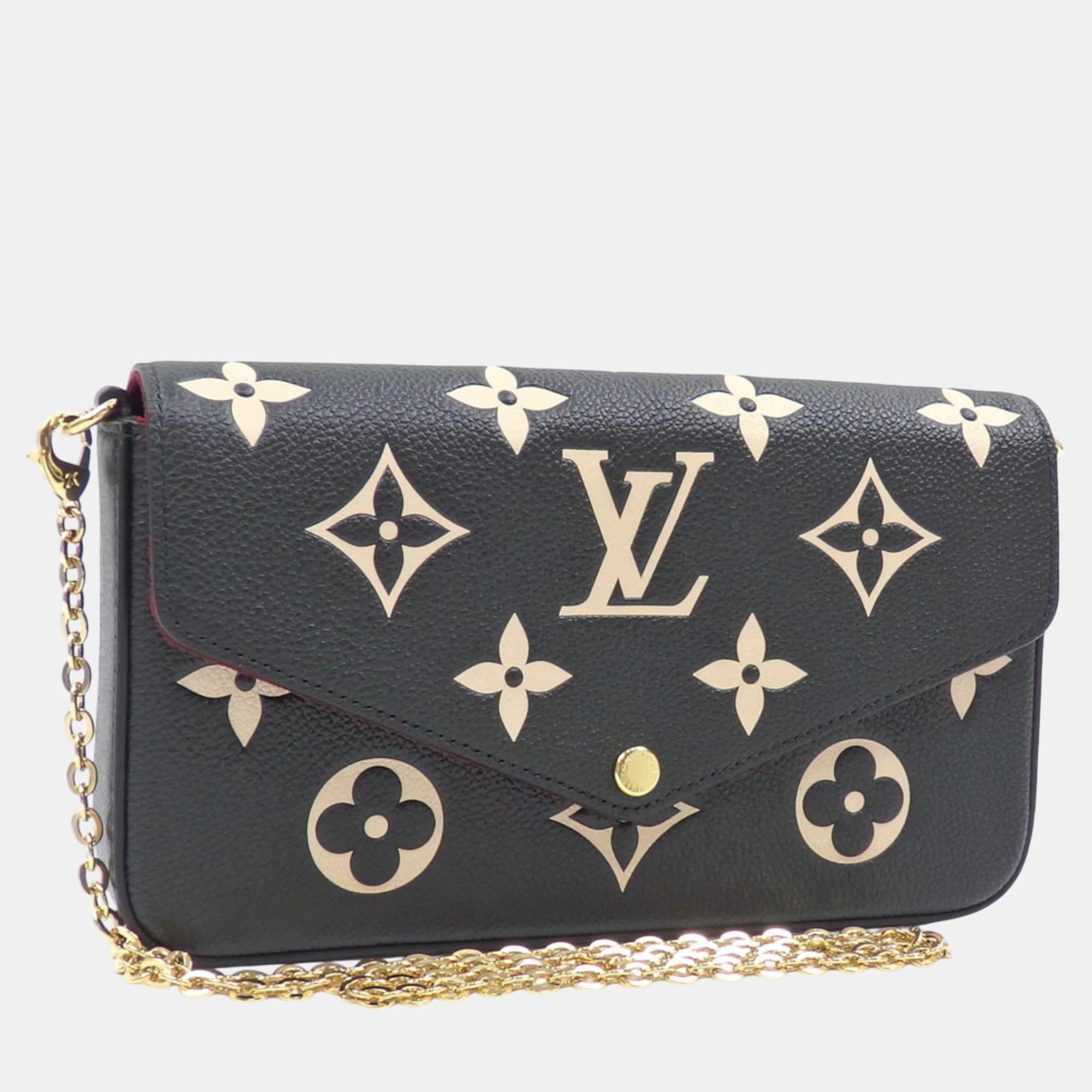 

Louis Vuitton Black Beige Bicolor Monogram Empreinte Pochette Felicie Chain Shoulder Bag