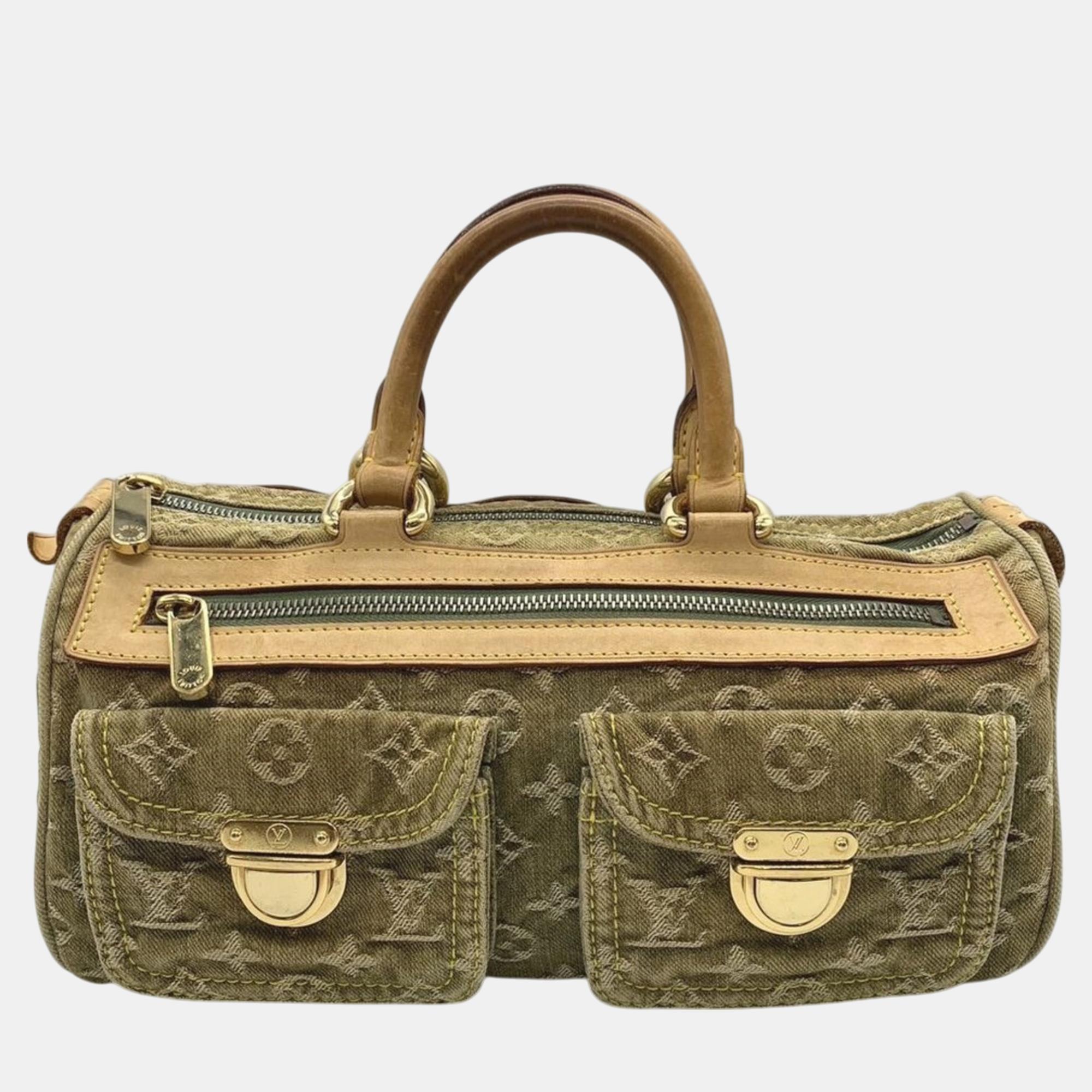 

Louis Vuitton Monogram Denim Leather Khaki Neo Speedy Handbag, Brown