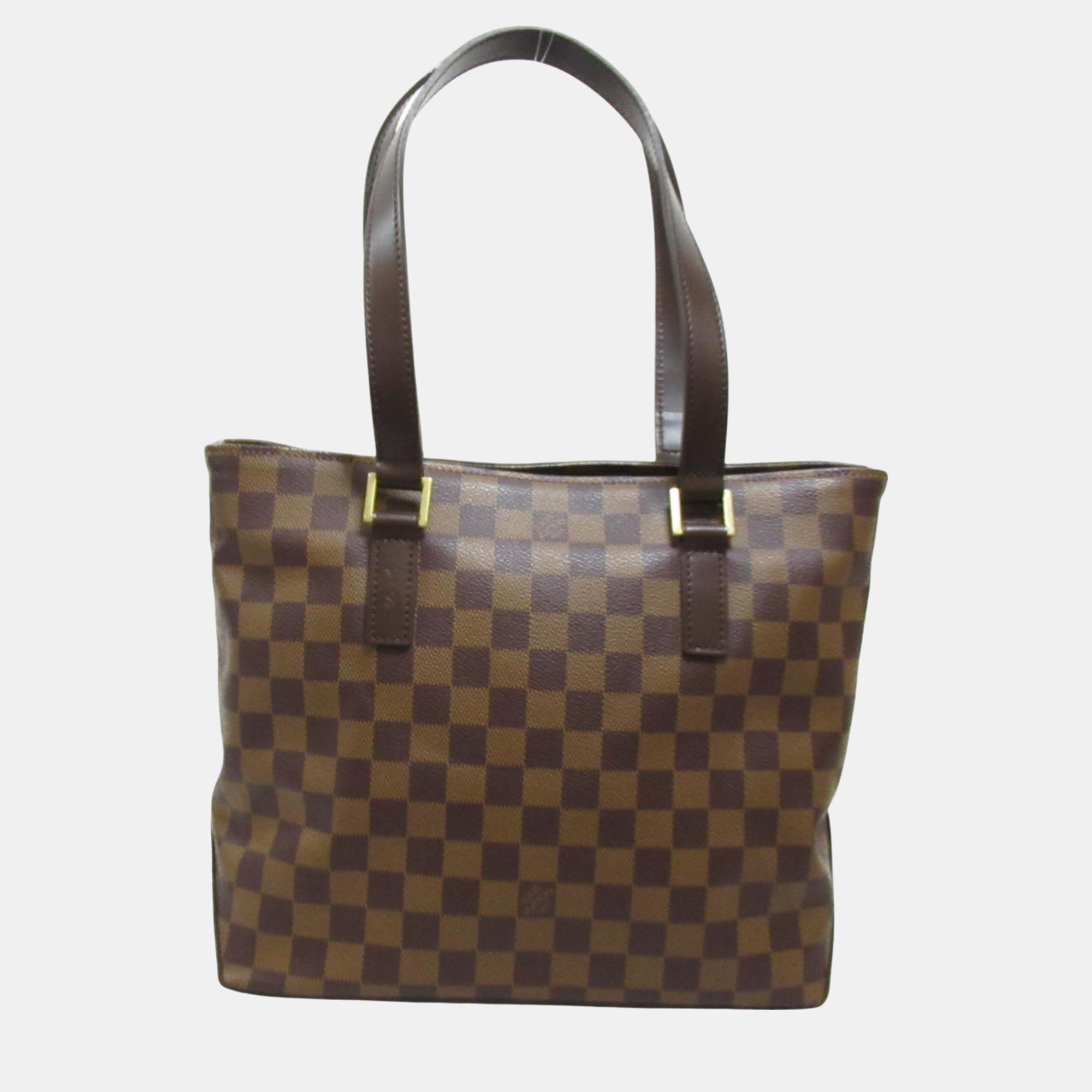 Pre-owned Louis Vuitton Coated Canvas Damier Brown Cabas Piano Bag