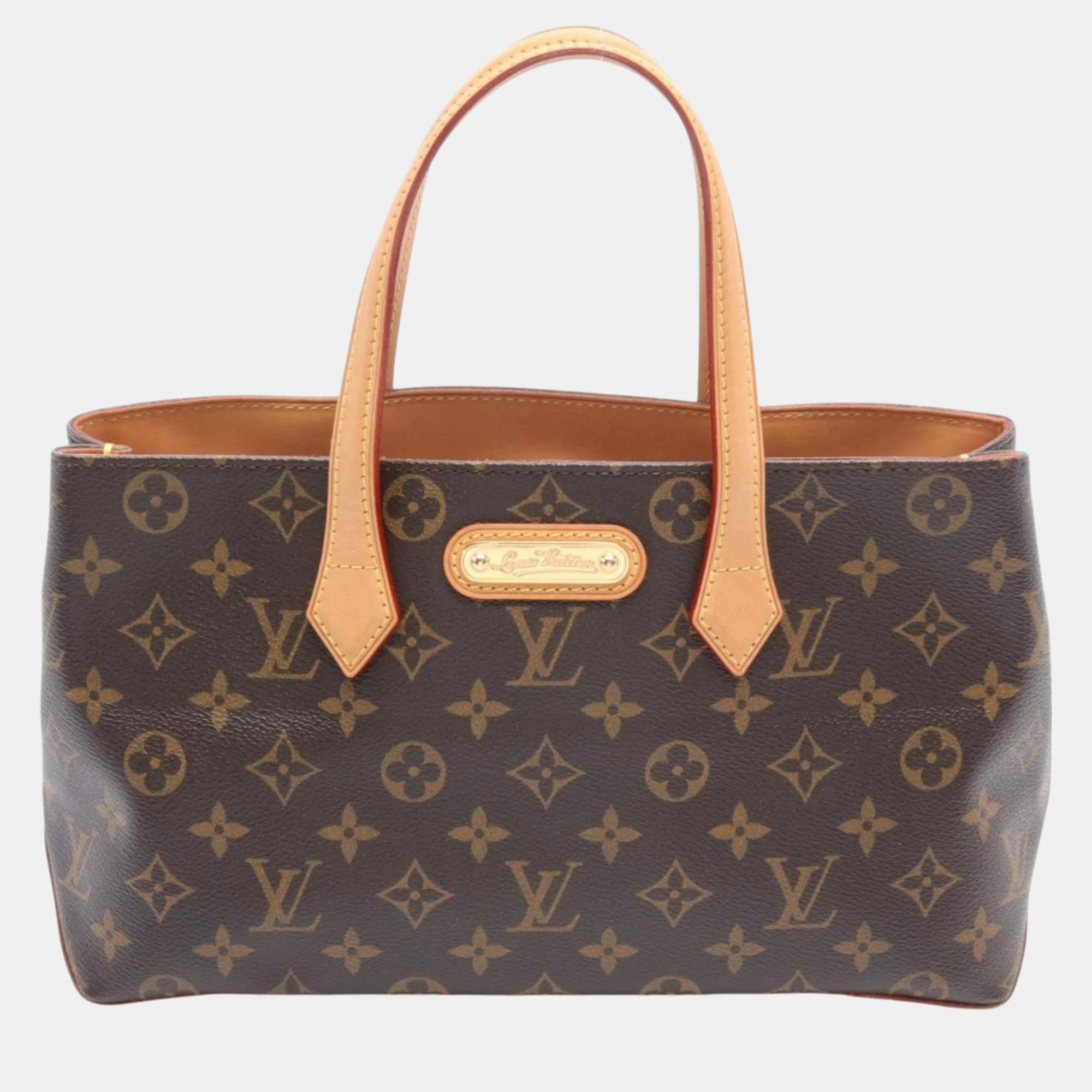 

Louis Vuitton Coated Canvas Leather Monogram Brown Wilshire PM Handbag