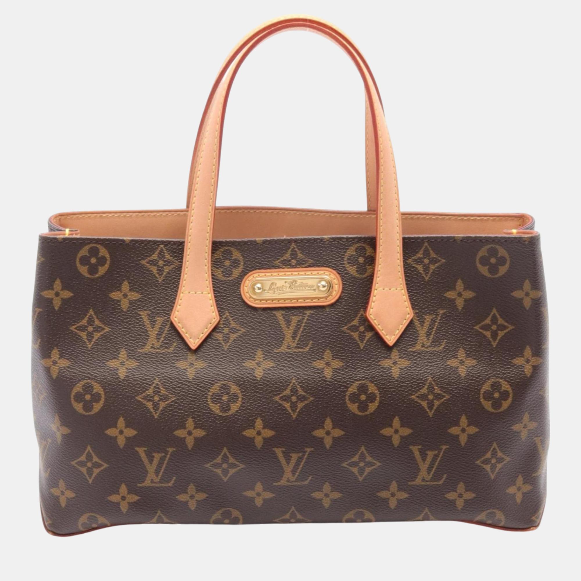 

Louis Vuitton Coated Canvas Leather Brown Wilshire PM Monogram Handbag