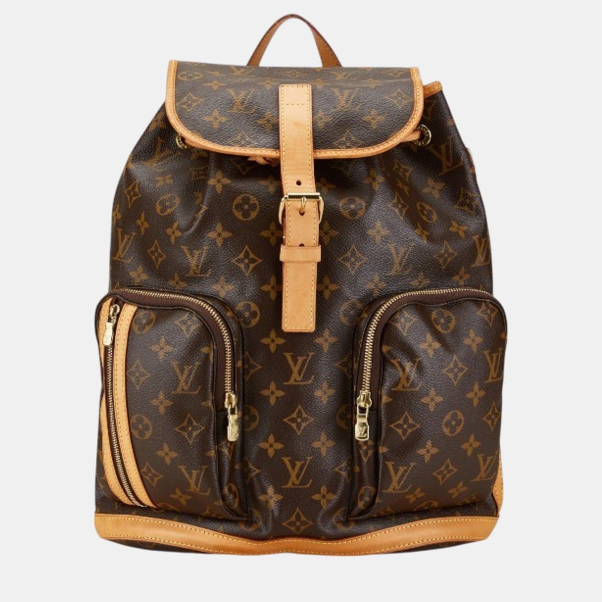 Pre-owned Louis Vuitton Brown Pvc Leather Monogram Sac Ad Bosphore Backpack