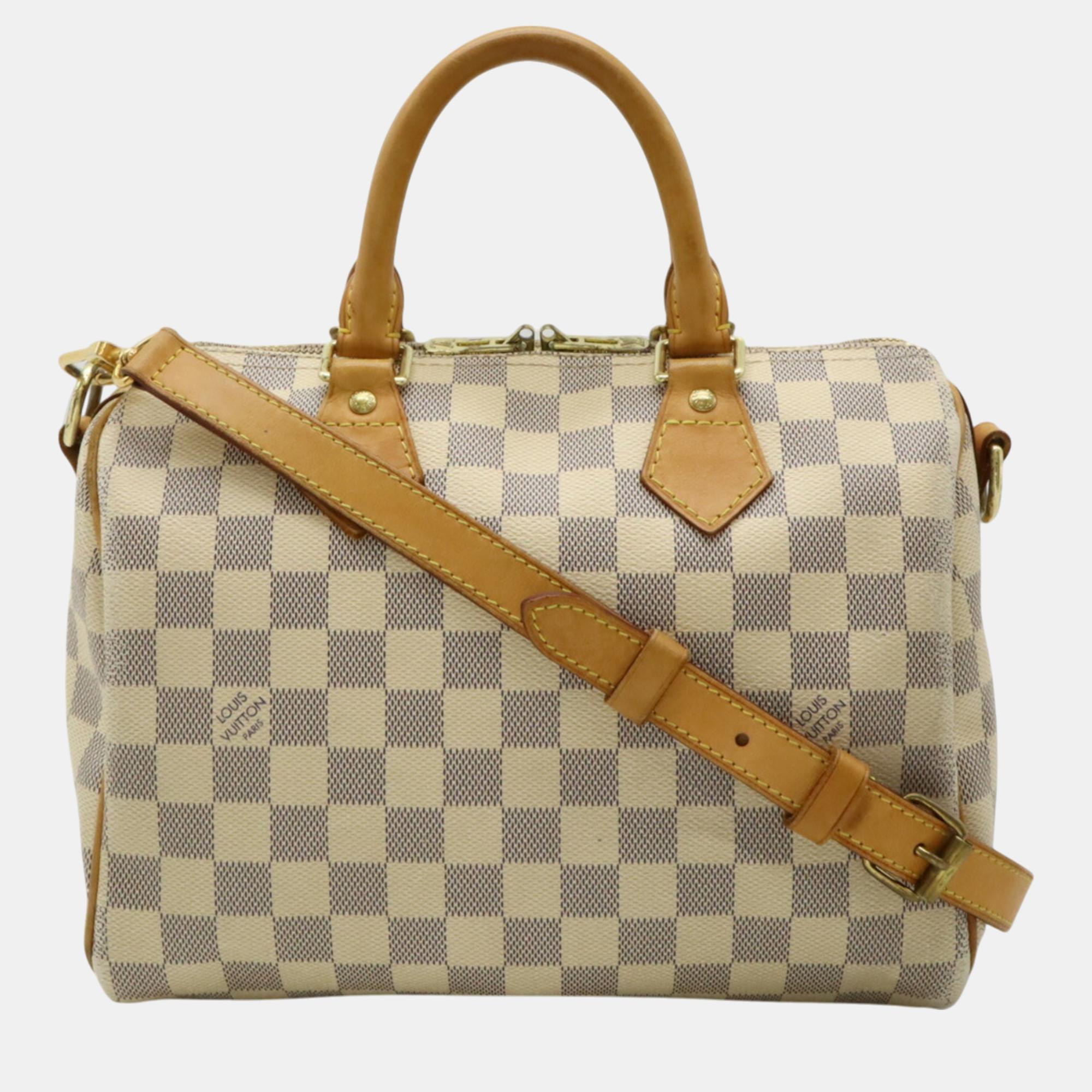 

Louis Vuitton Damier Azur Speedy Bandouliere 25 Boston Bag, White