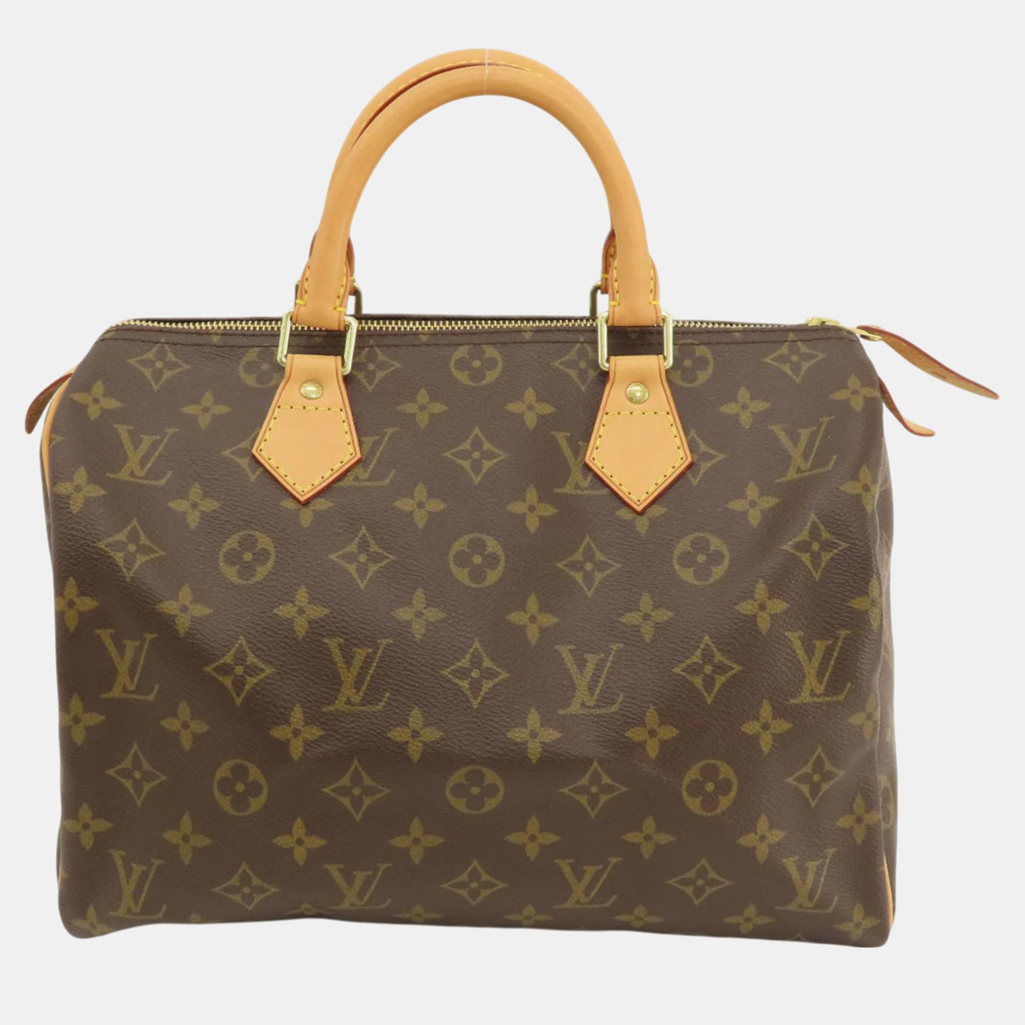 

Louis Vuitton Canvas Speedy 30 Monogram Boston Bag, Brown