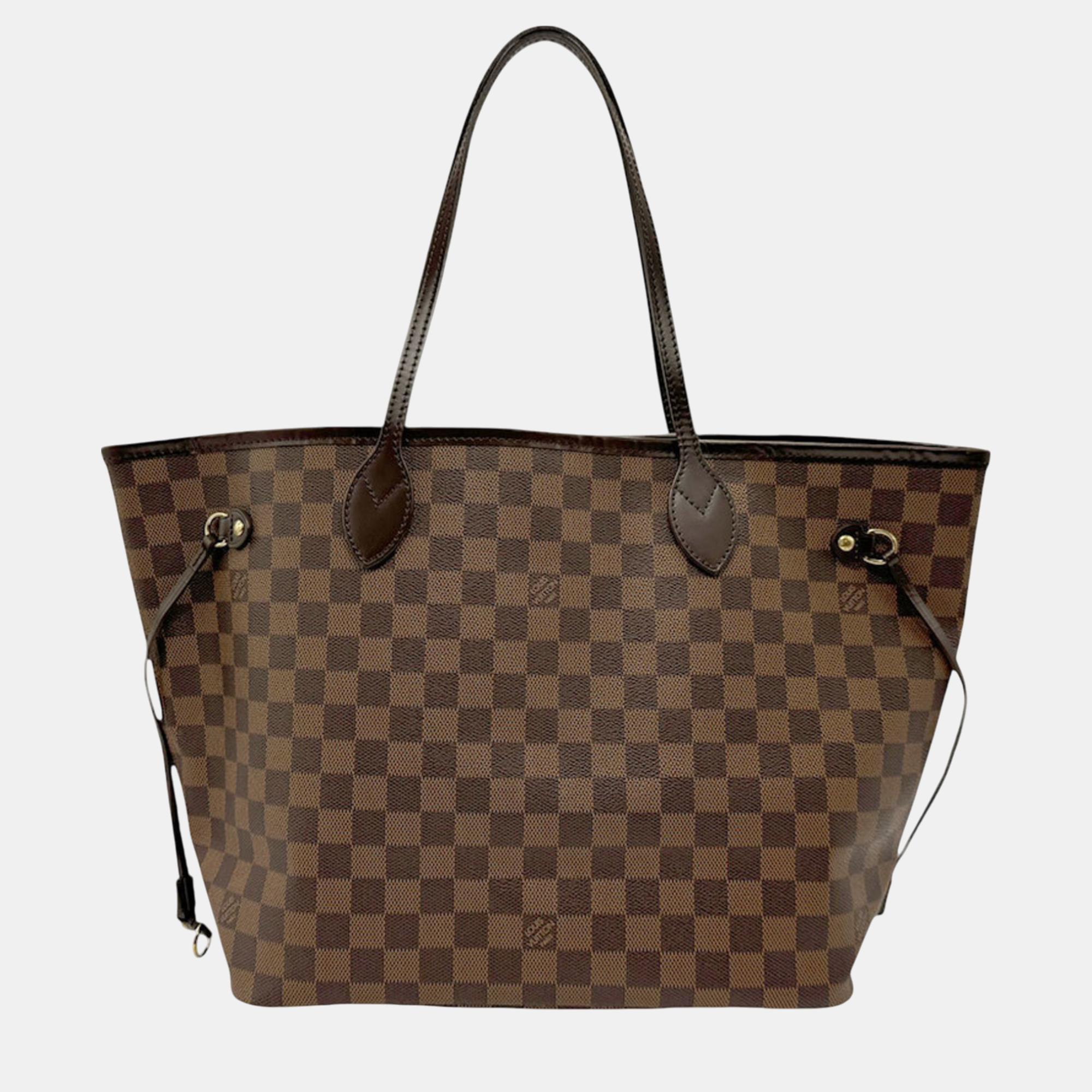 

Louis Vuitton Canvas Ebene Damier Neverfull MM Tote Bag, Brown