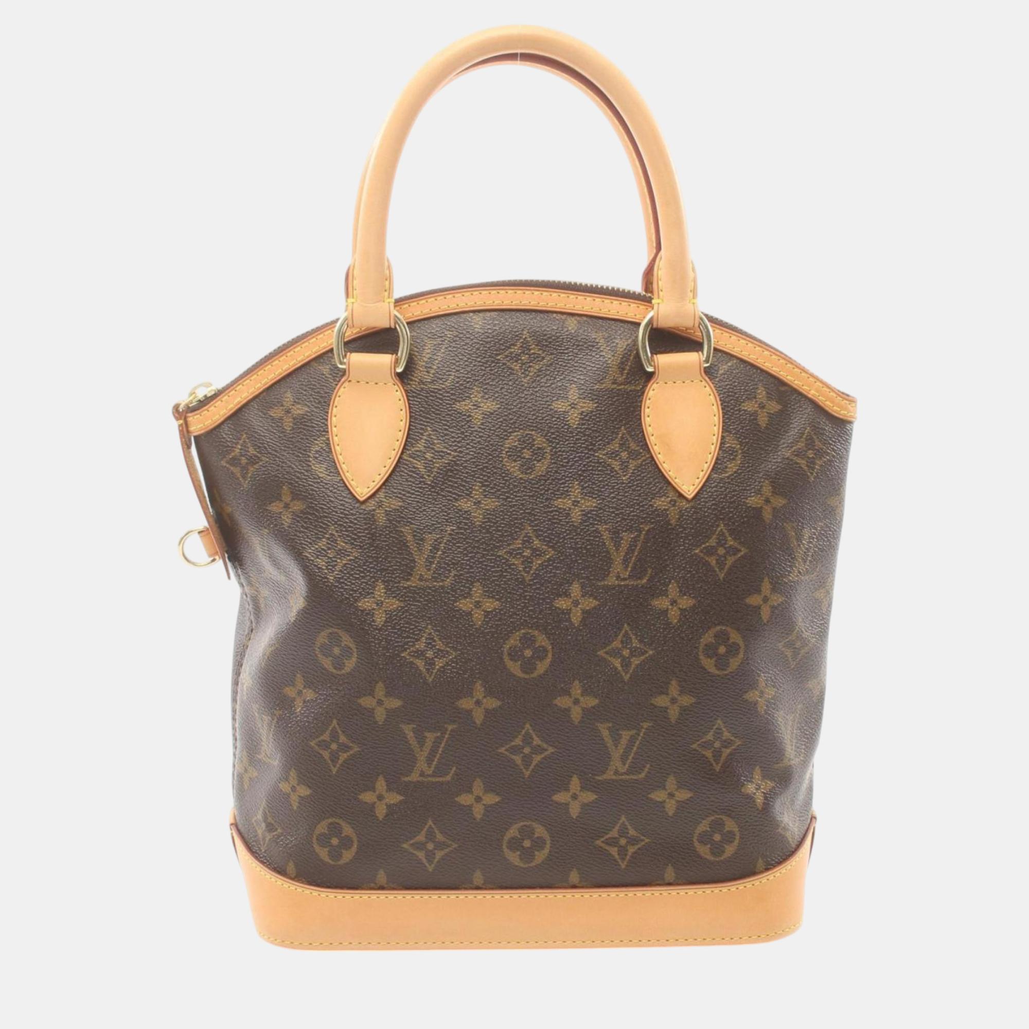 

Louis Vuitton Coated Canvas Leather Monogram Brown Lockit Handbag