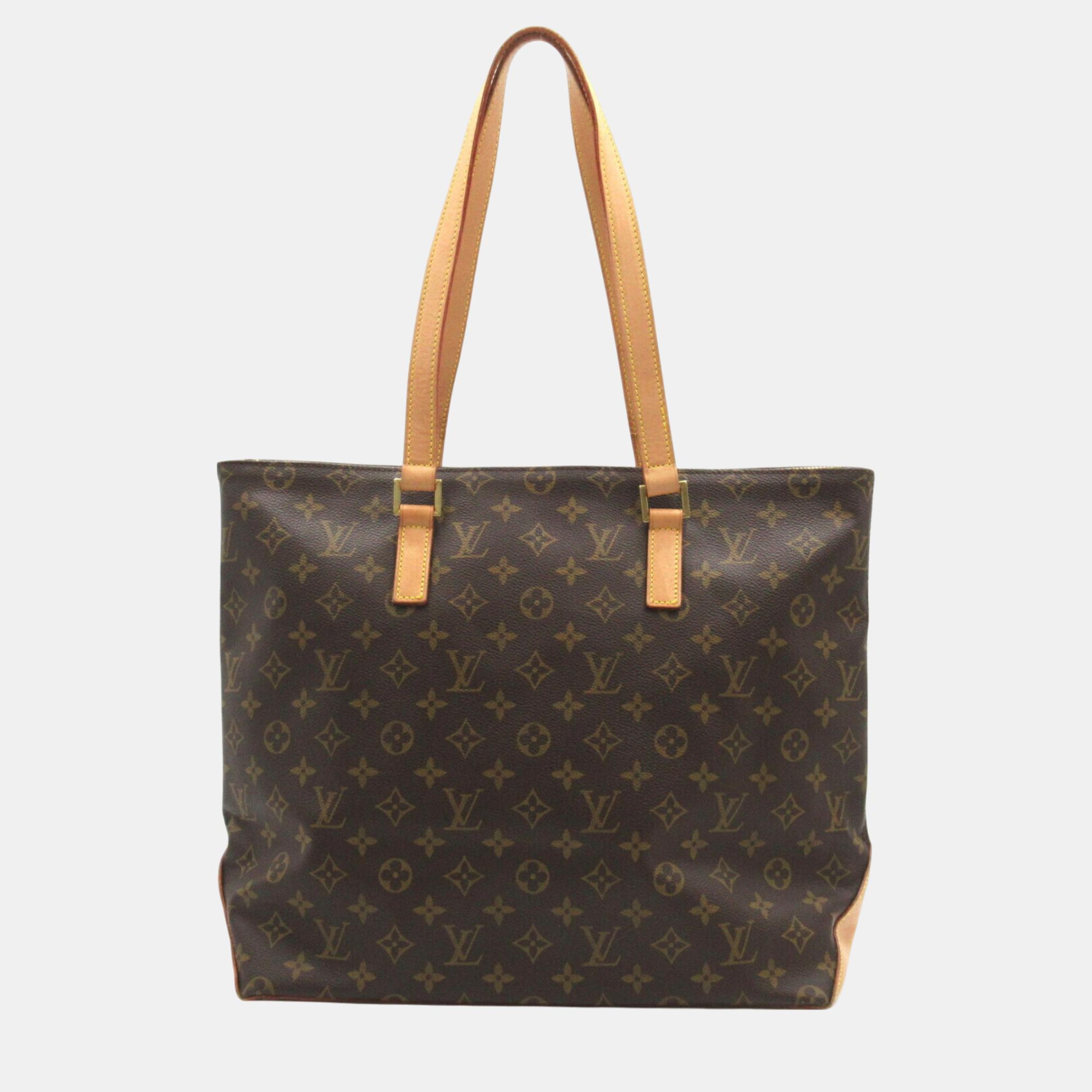 

Louis Vuitton Coated Canvas Leather Brown Cabas Maison Monogram Tote Bag