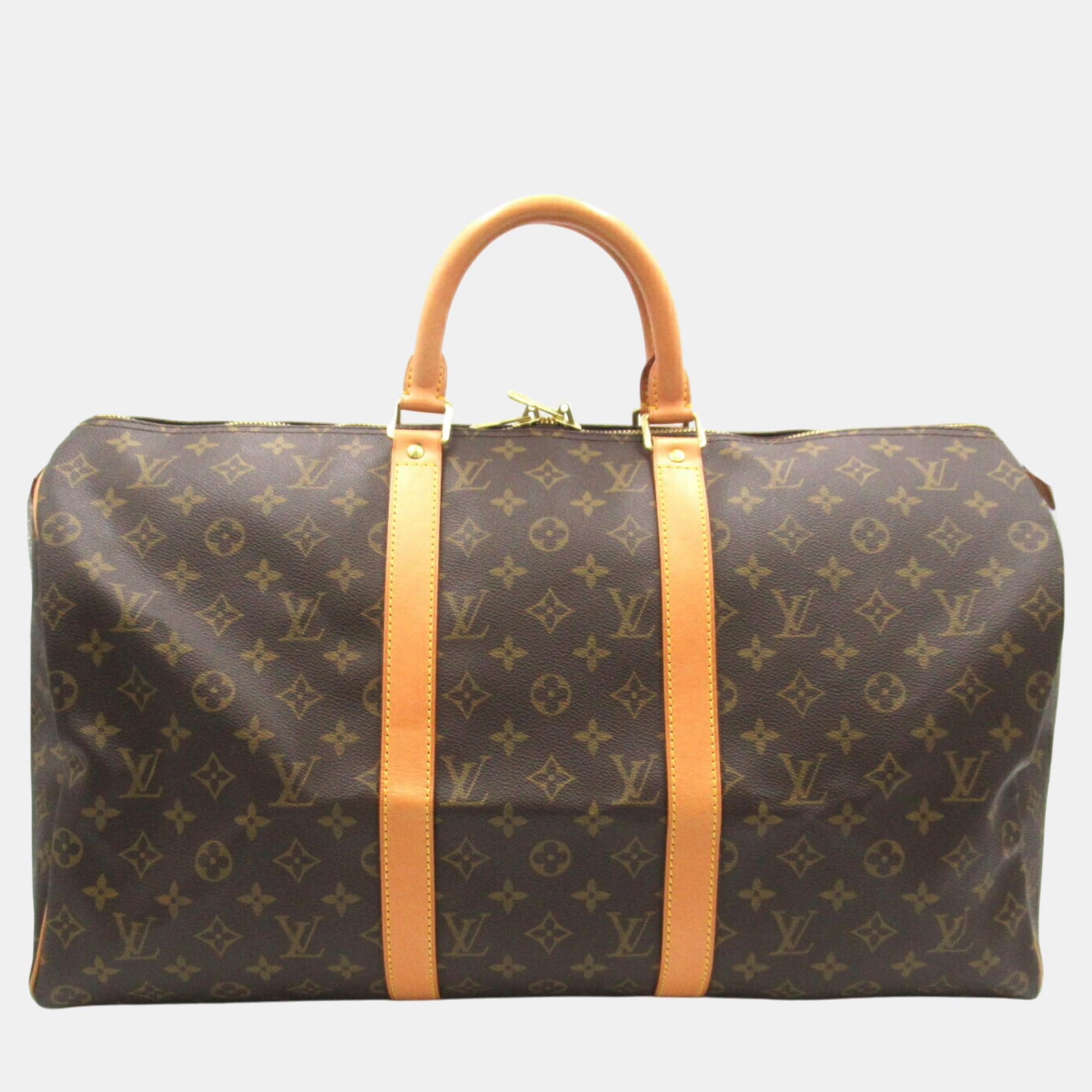 

Louis Vuitton Coated Canvas Monogram Brown Keepall 50 Boston Bag