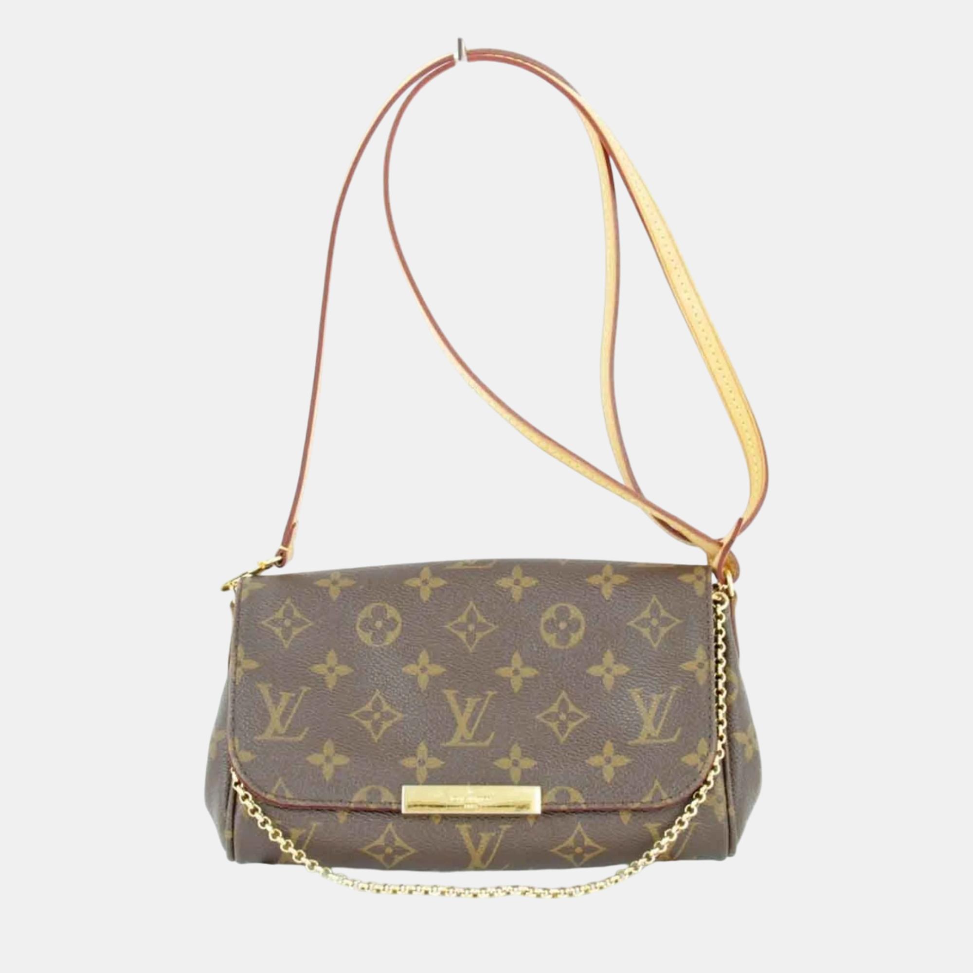 Pre-owned Louis Vuitton Monogram Canvas Favorite Pm Pochette Bag In Brown