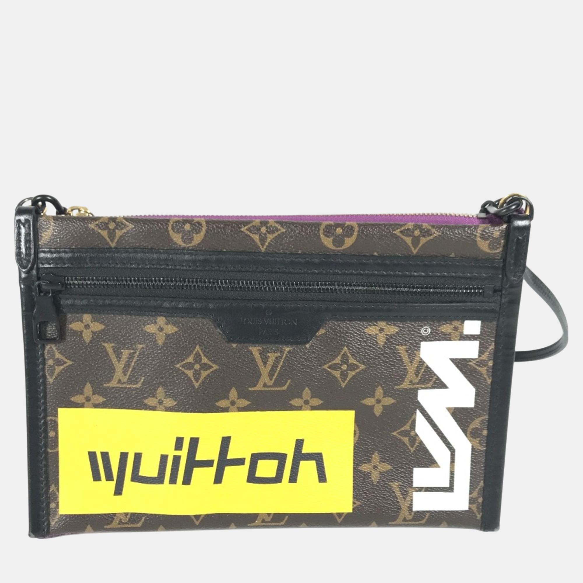 

Louis Vuitton Brown purple Monogram Double Pochette Crossbody Bag