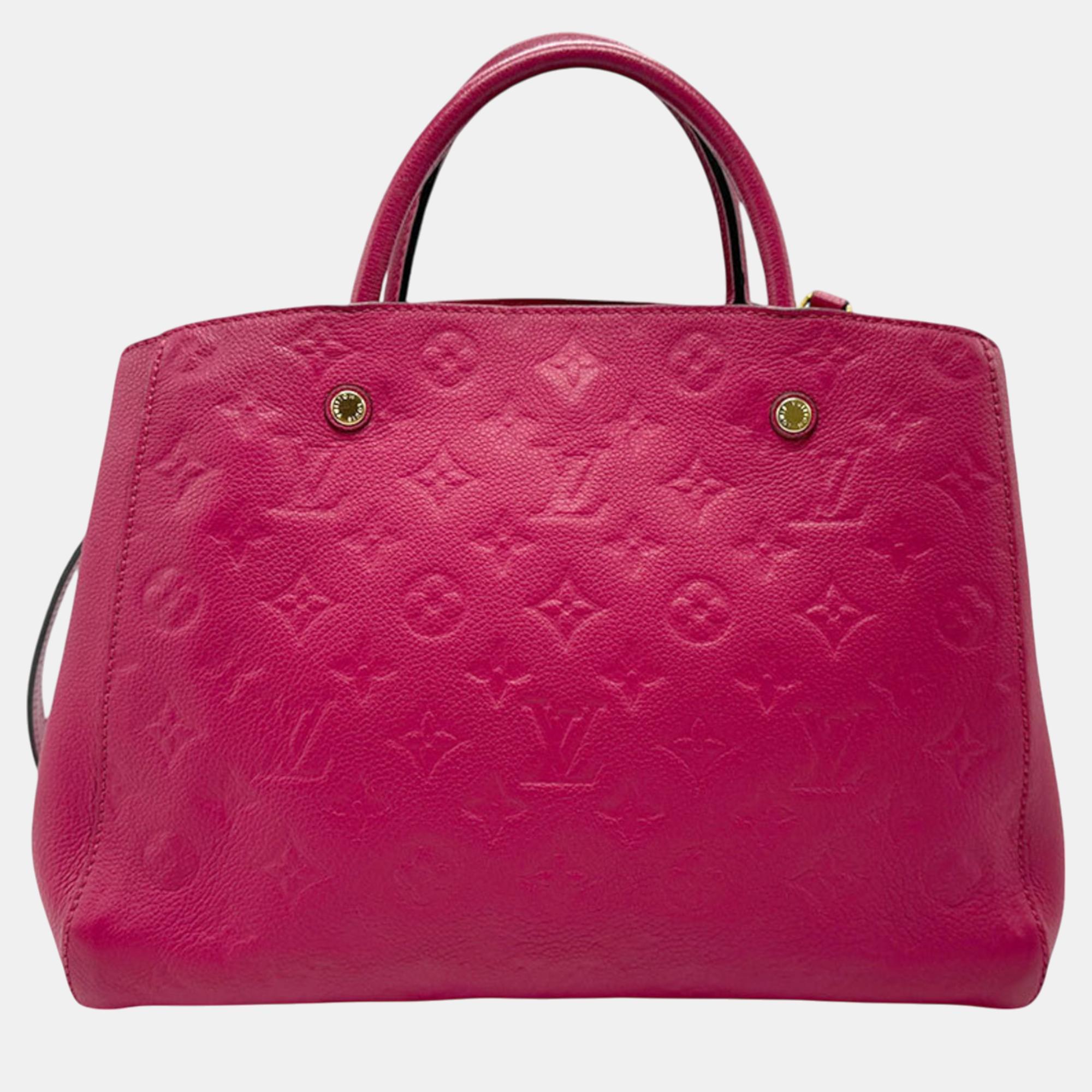 

Louis Vuitton Red Pink Monogram Empreinte Montaigne MM Handbag