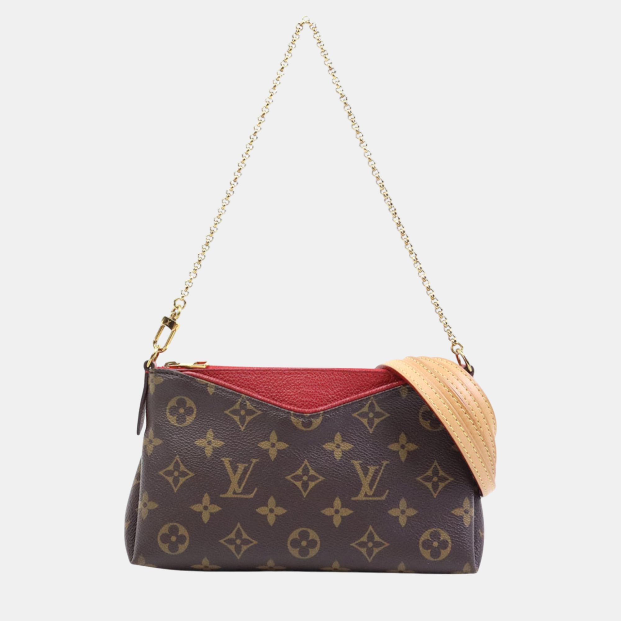 

Louis Vuitton Canvas Brown Red Gold Monogram Pallas Scratch Handbag